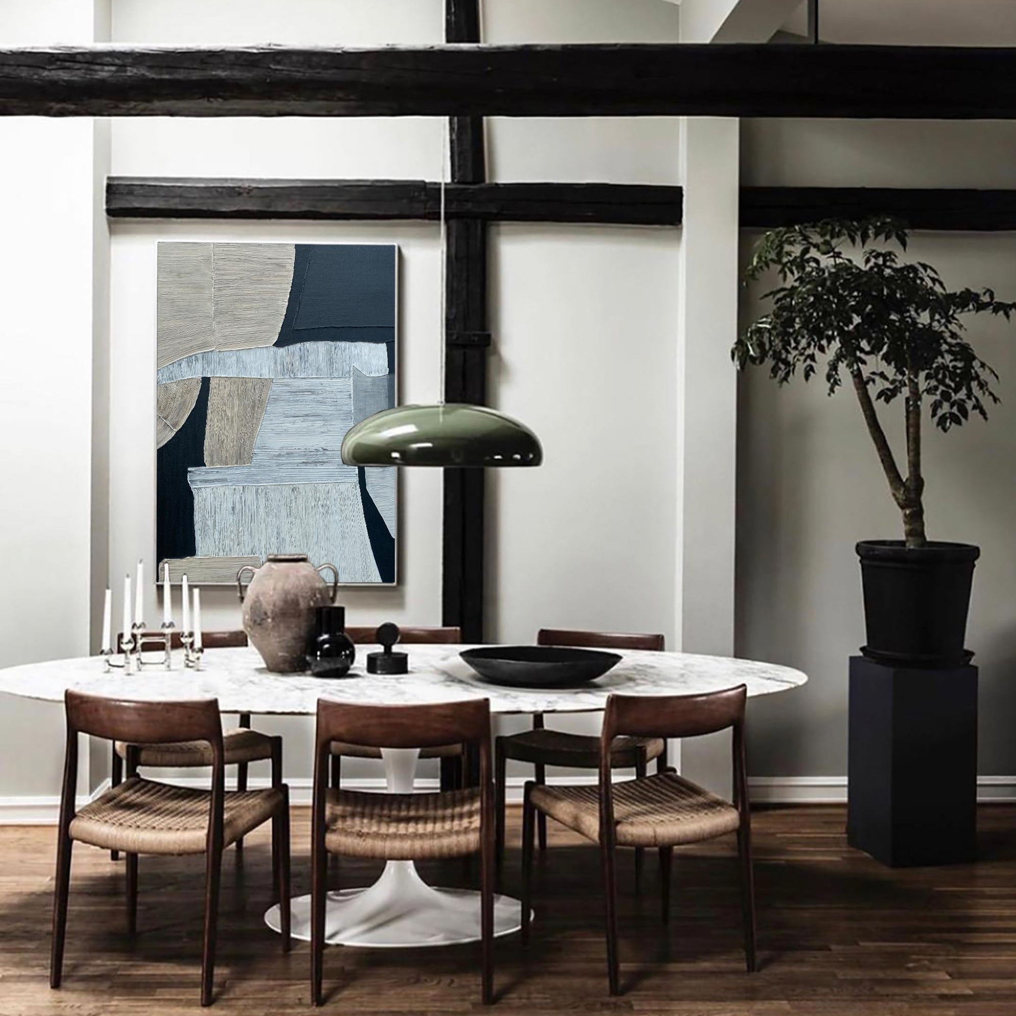 Peinture abstraite noir et gris #ABAV209