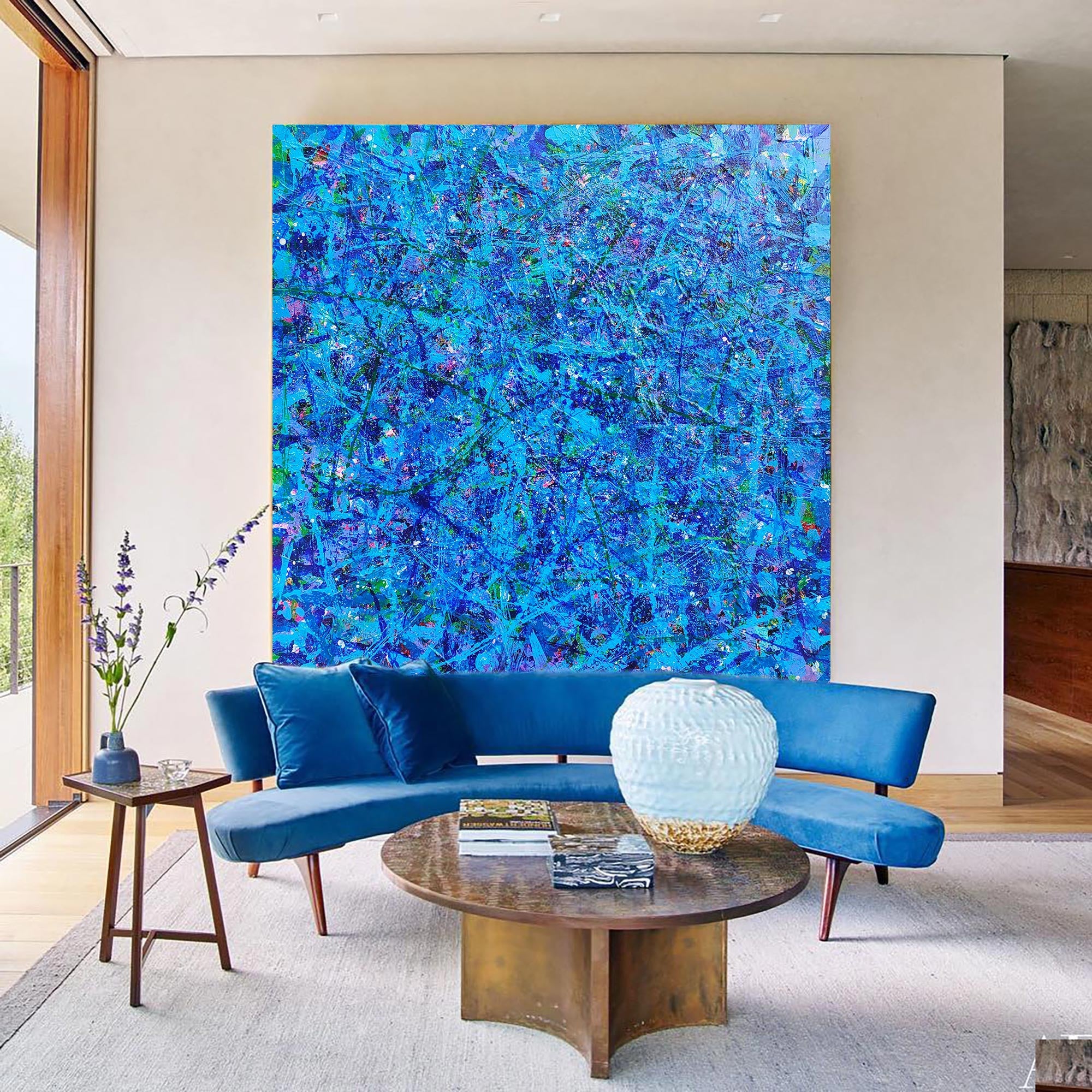 Blue Square Abstract Art #IS84