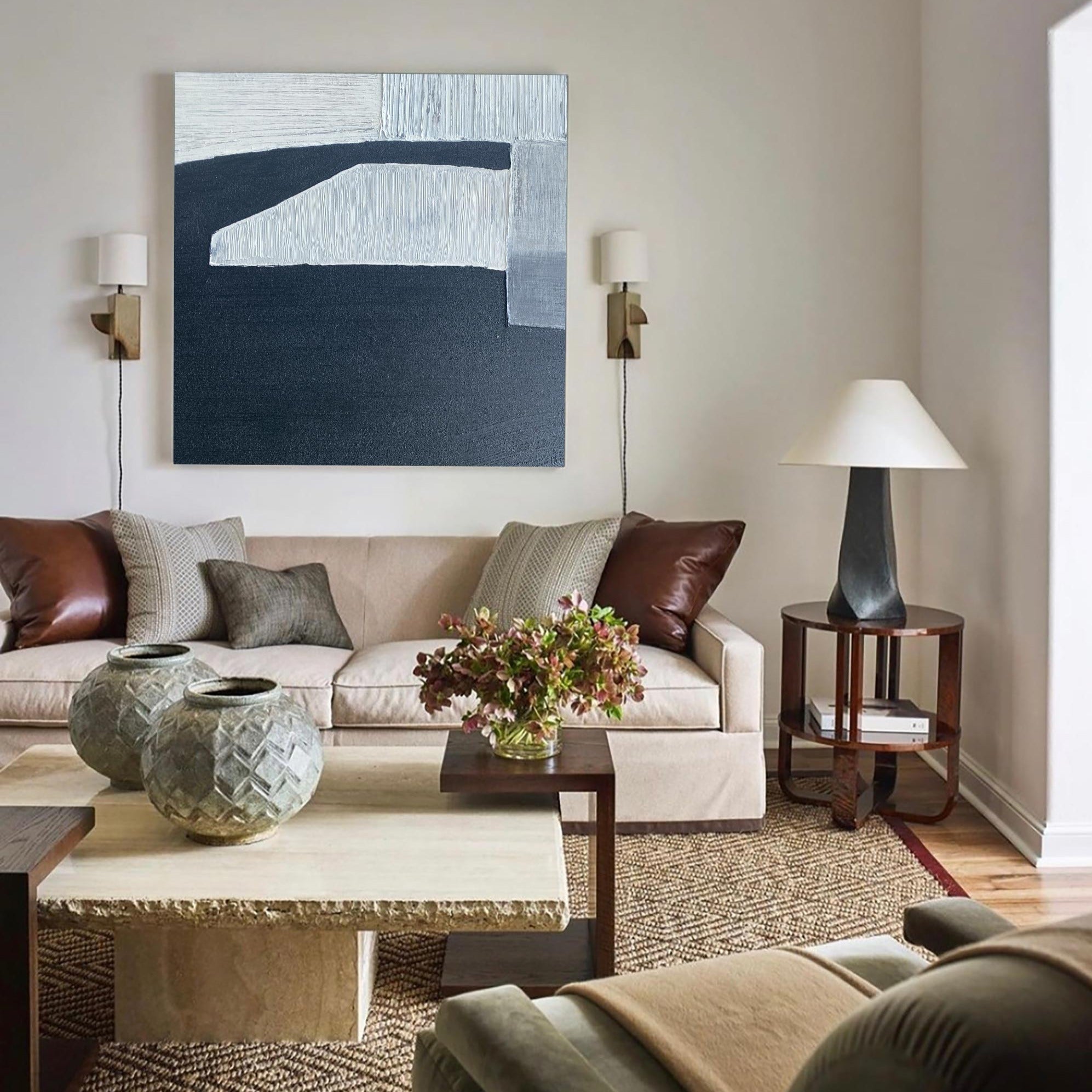 Black Grey Minimalist Painting #ABAS71