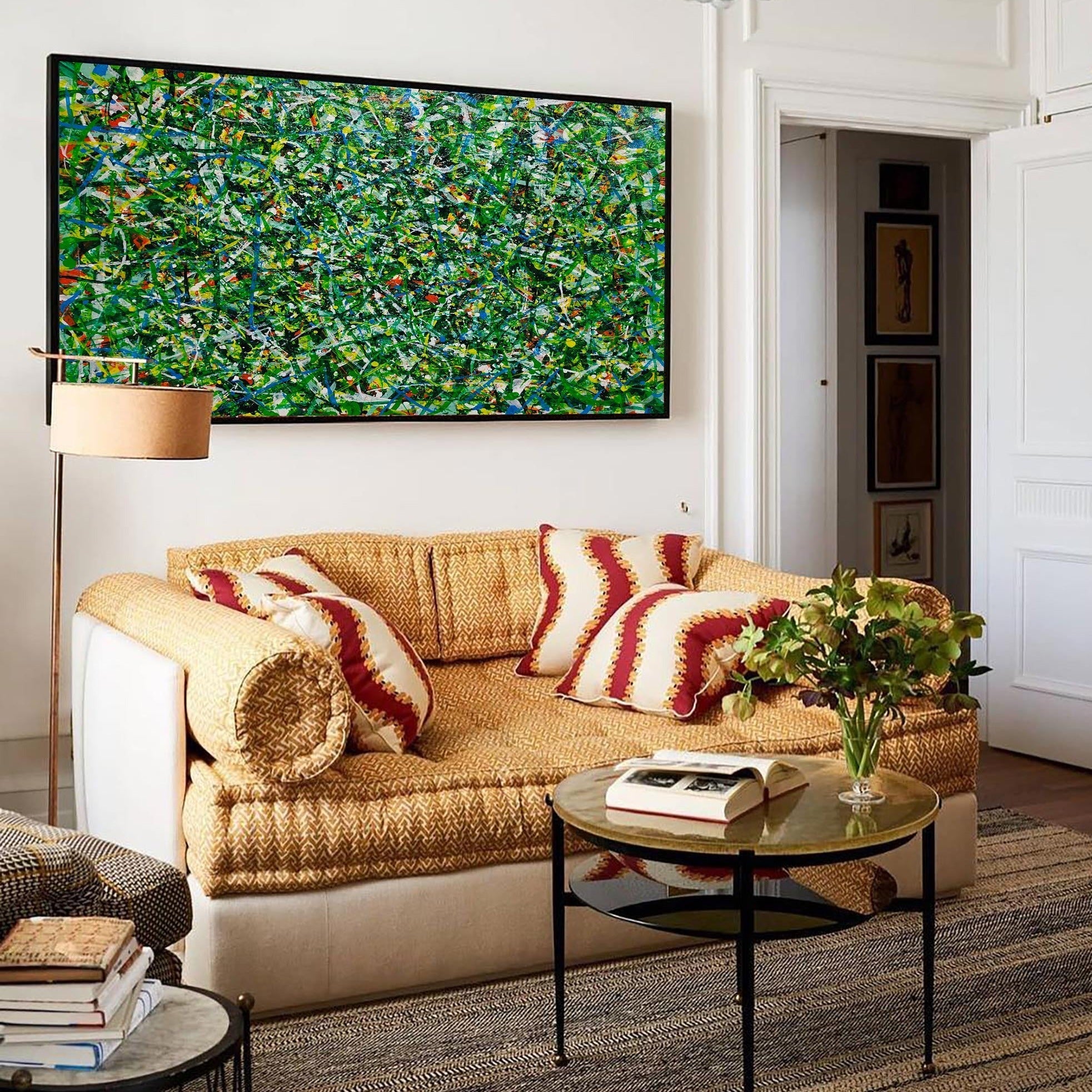 Green Horizontal Abstract Art #IS78