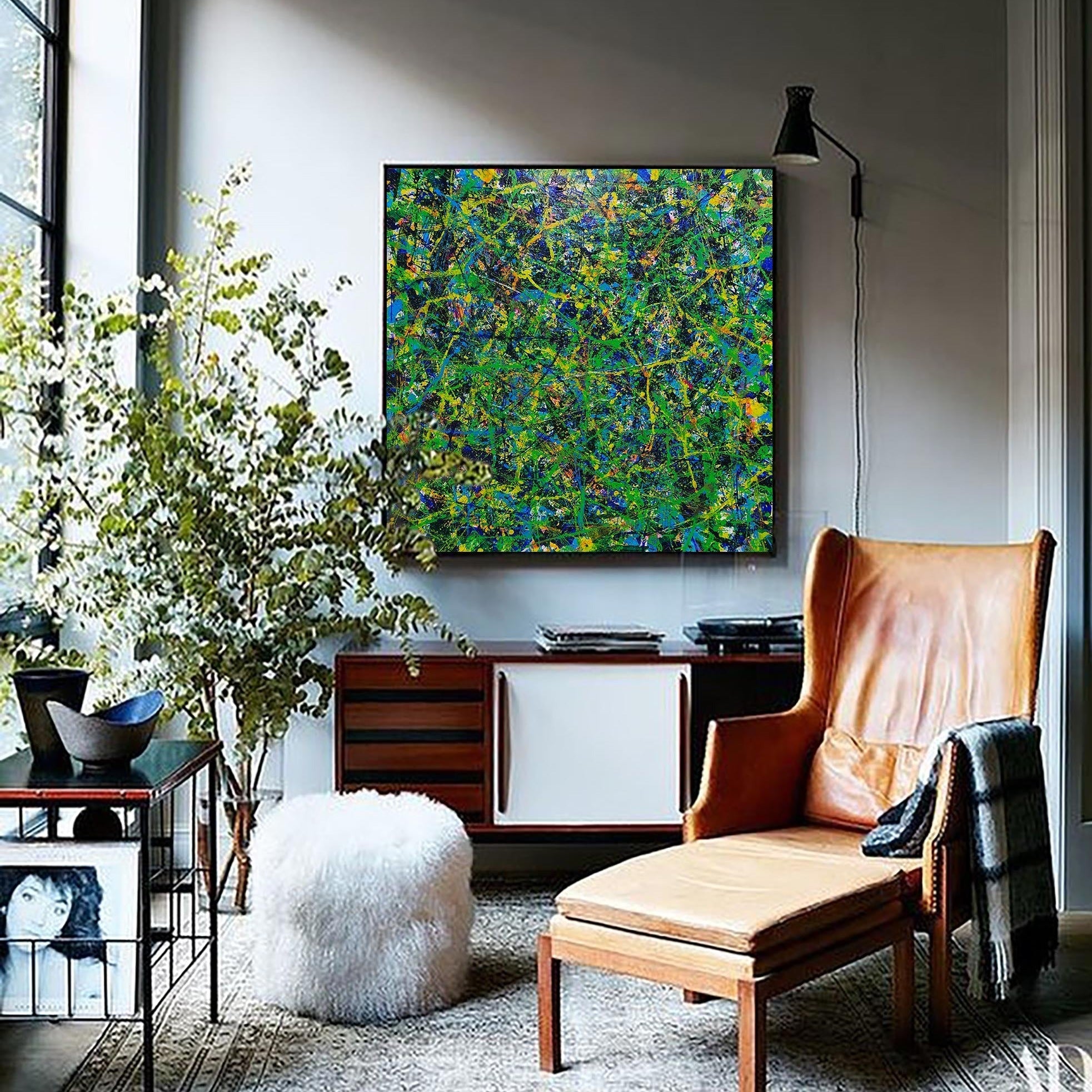 Green Square Abstract Art #IS83