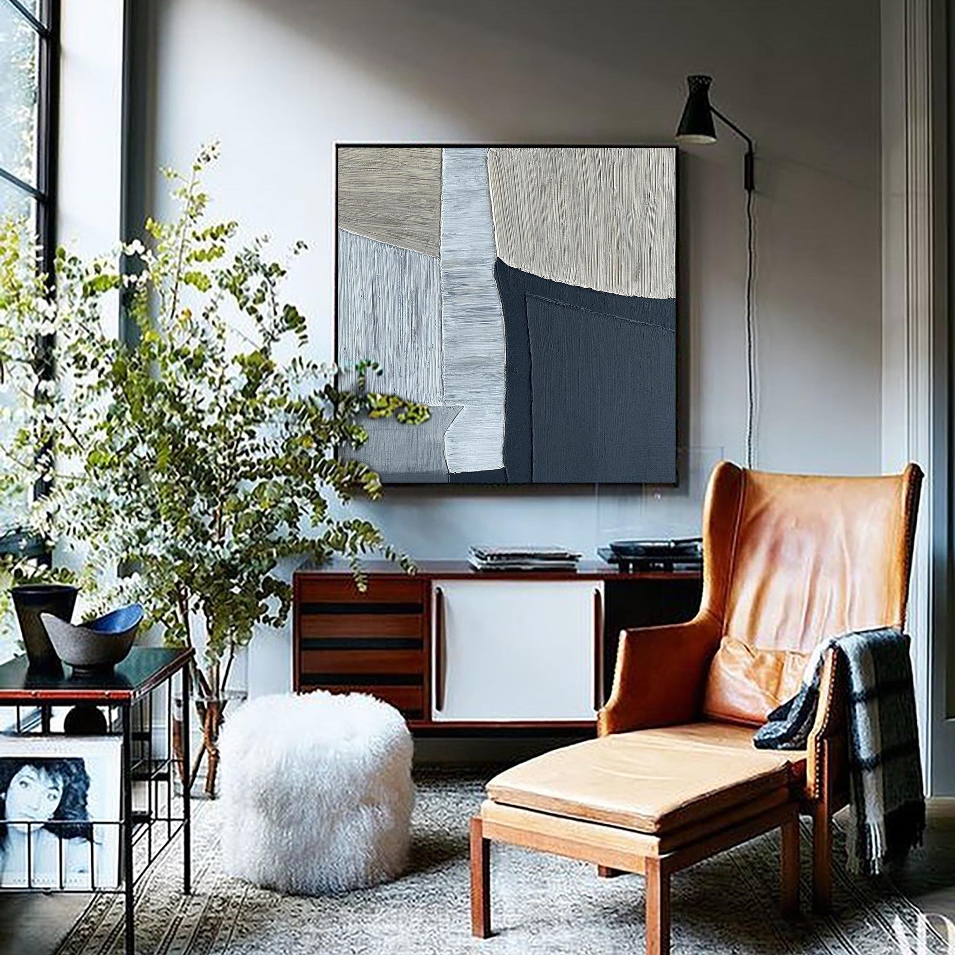 Black Grey Minimalist Painting #ABAS70