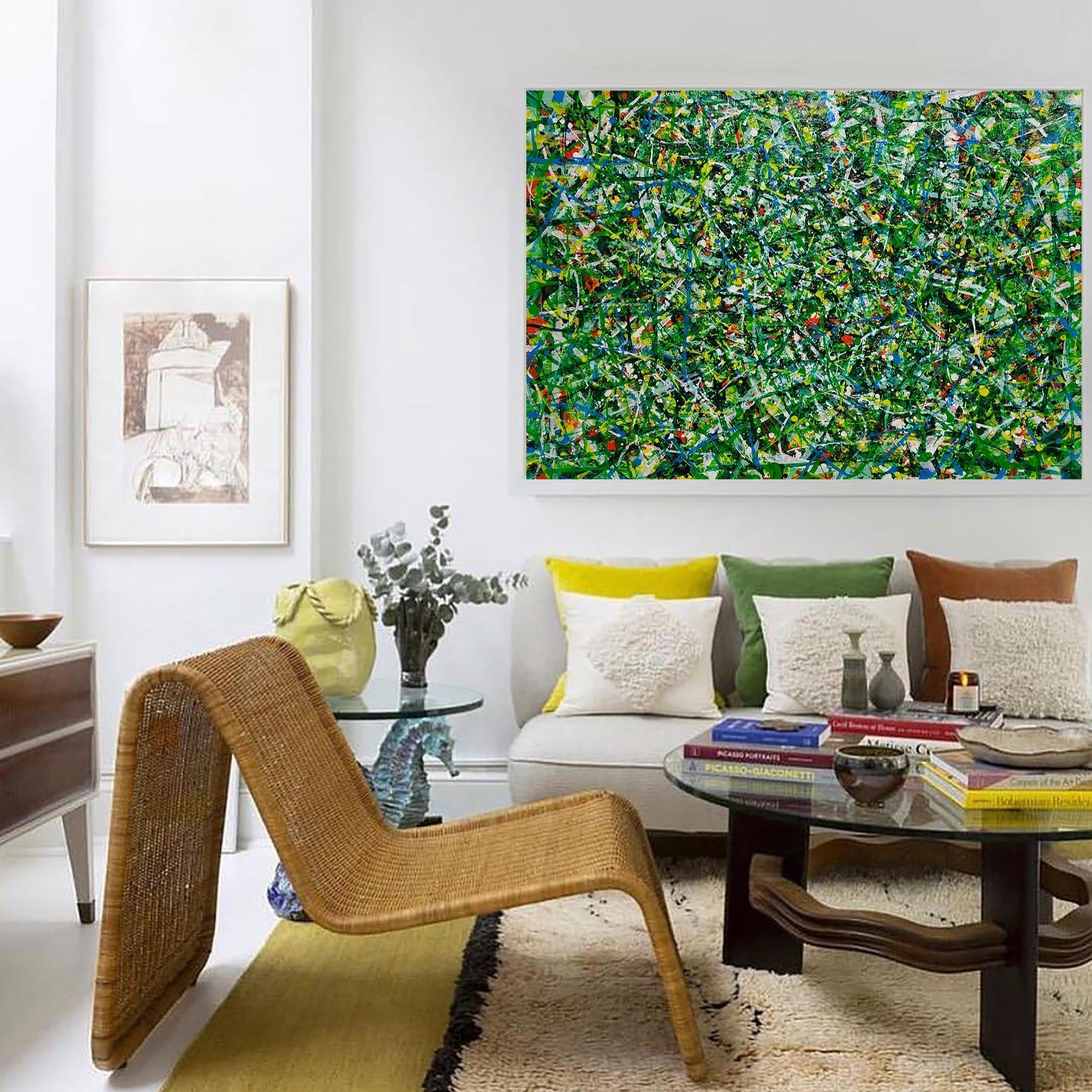 Green Horizontal Abstract Art #IS78