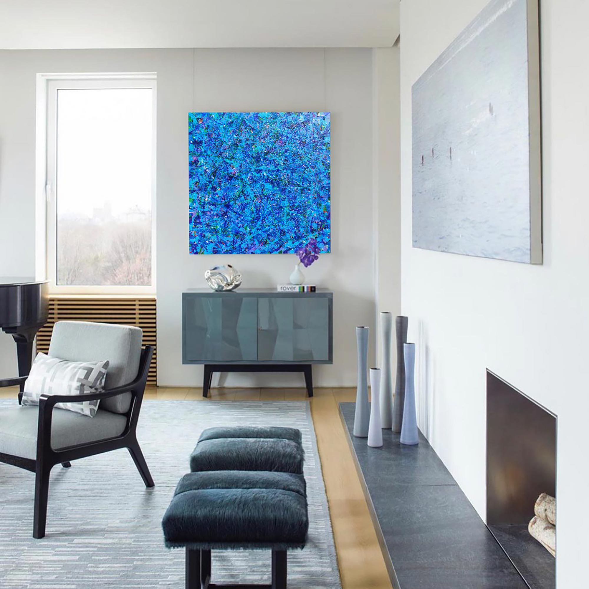 Blue Square Abstract Art #IS84