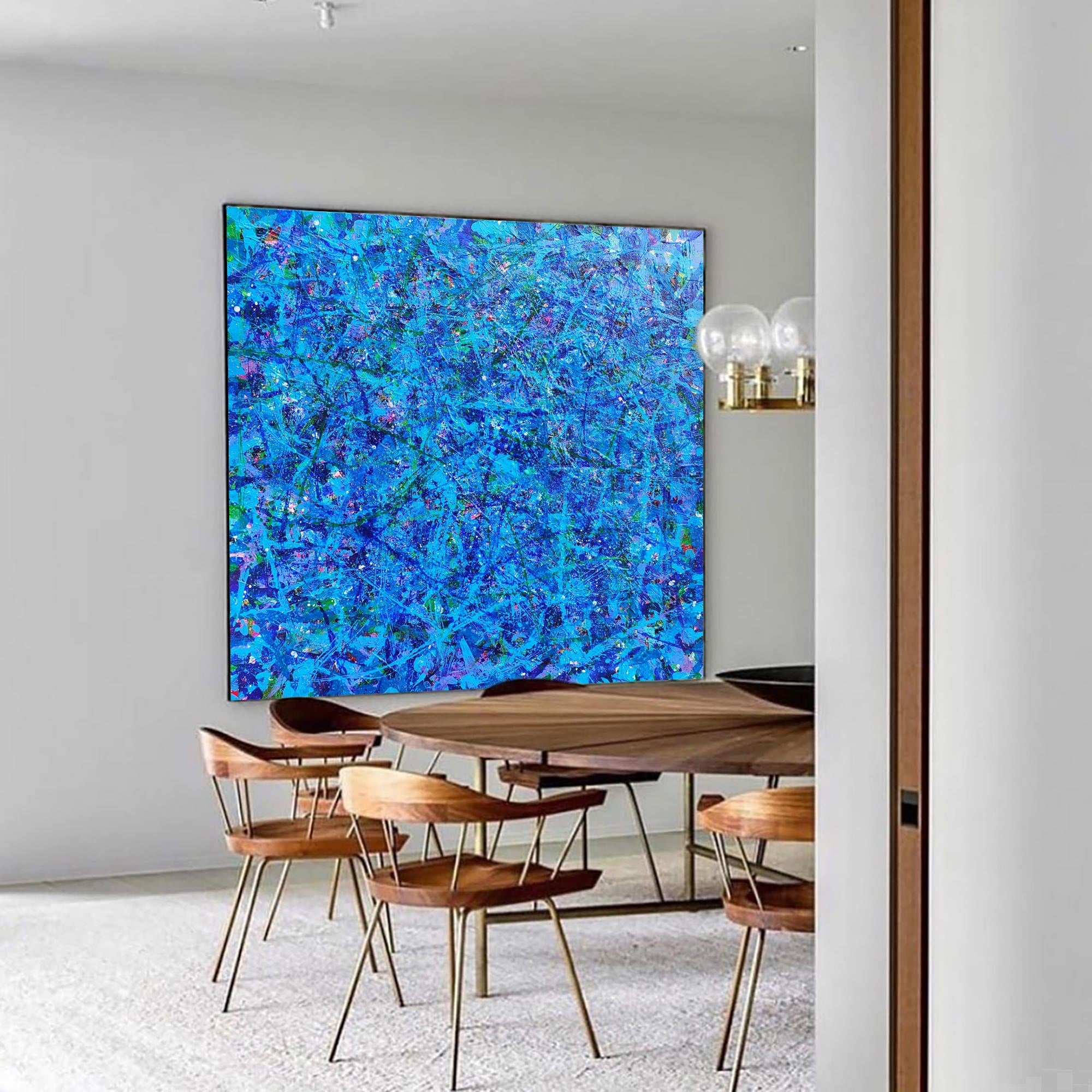 Blue Square Abstract Art #IS84