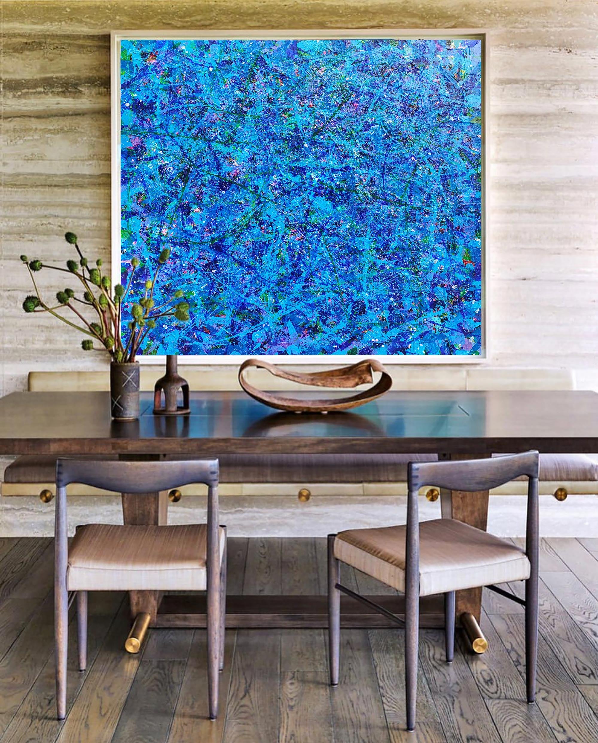 Blue Square Abstract Art #IS84