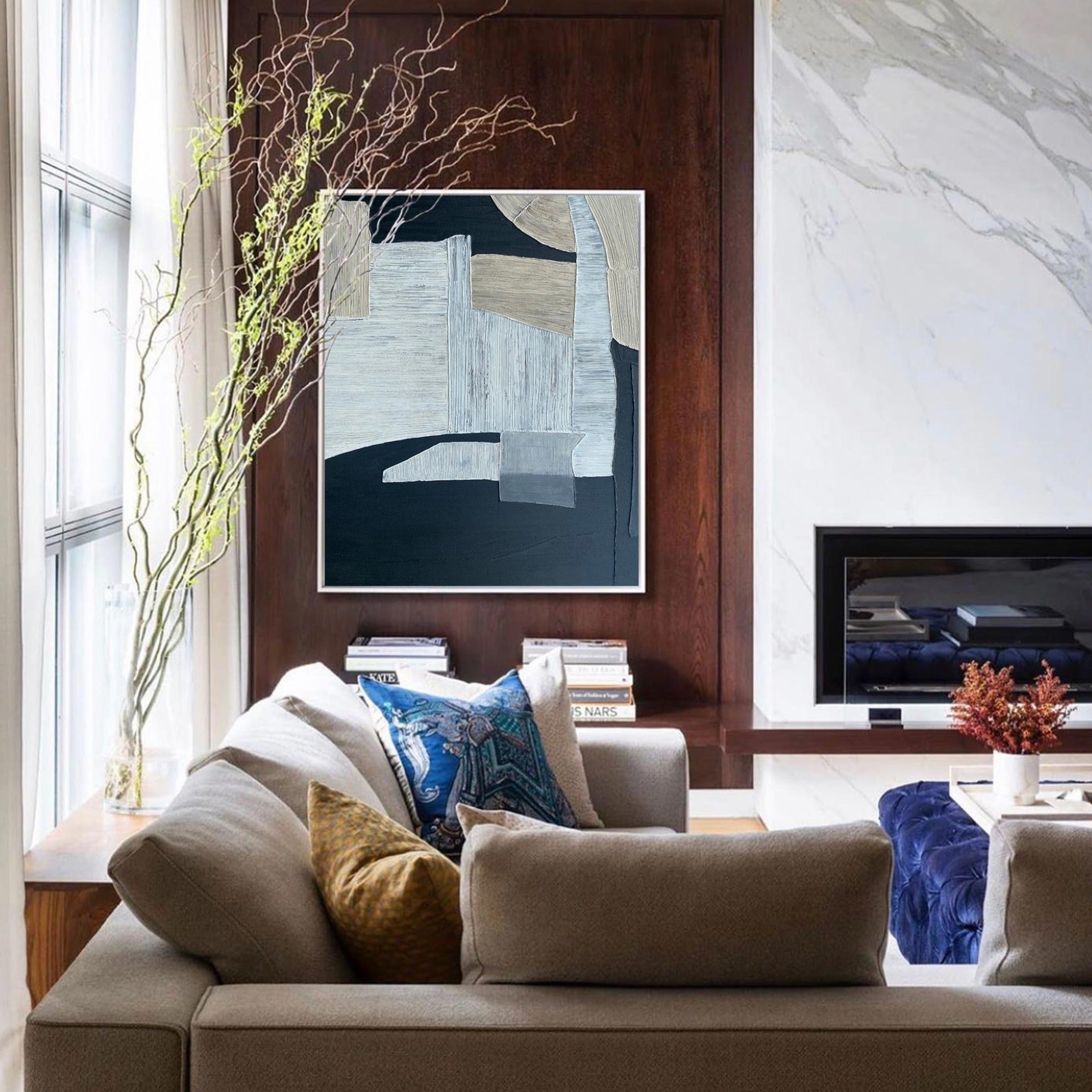Peinture abstraite noir et gris #ABAV210