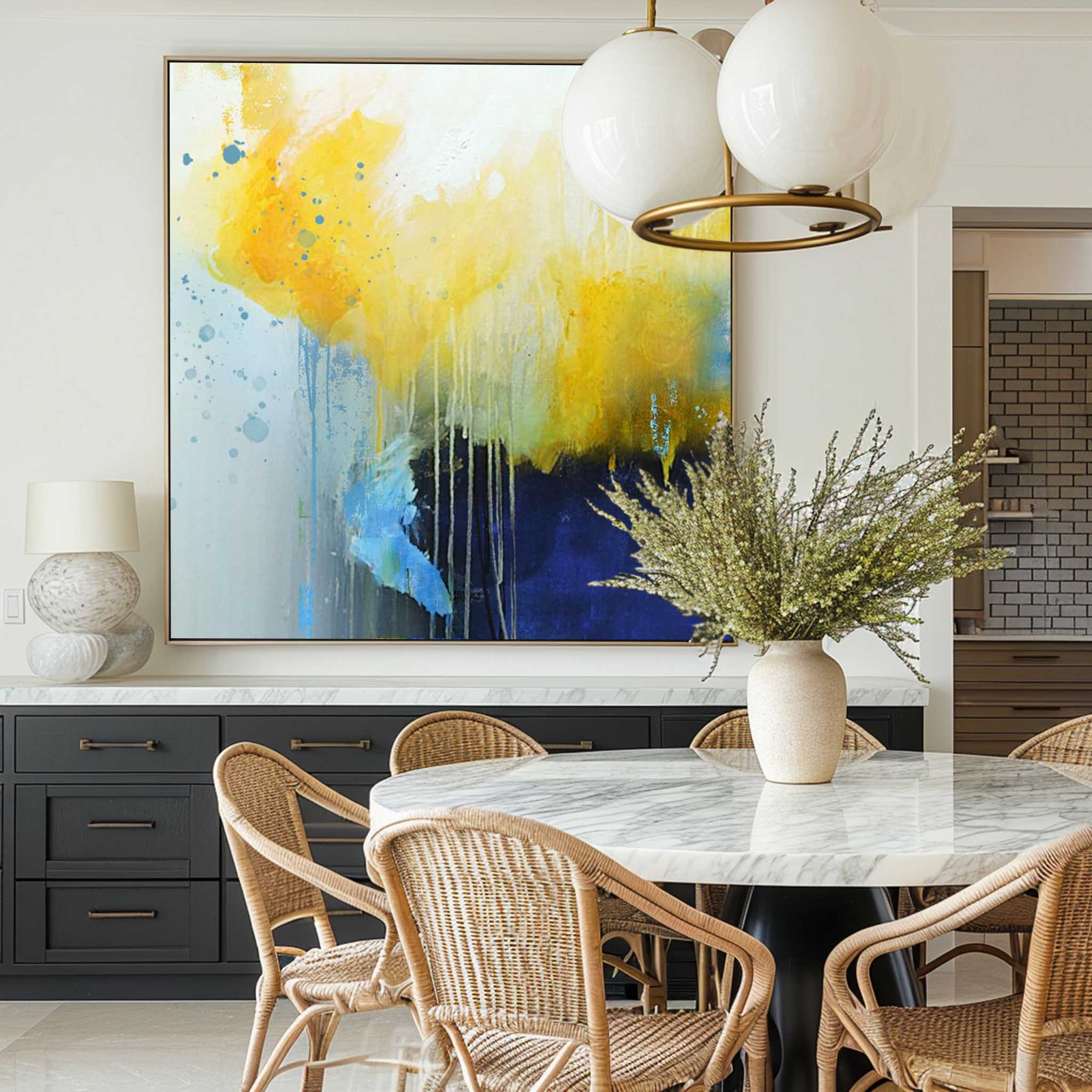 Large Yellow Abstract Painting #ABAS11