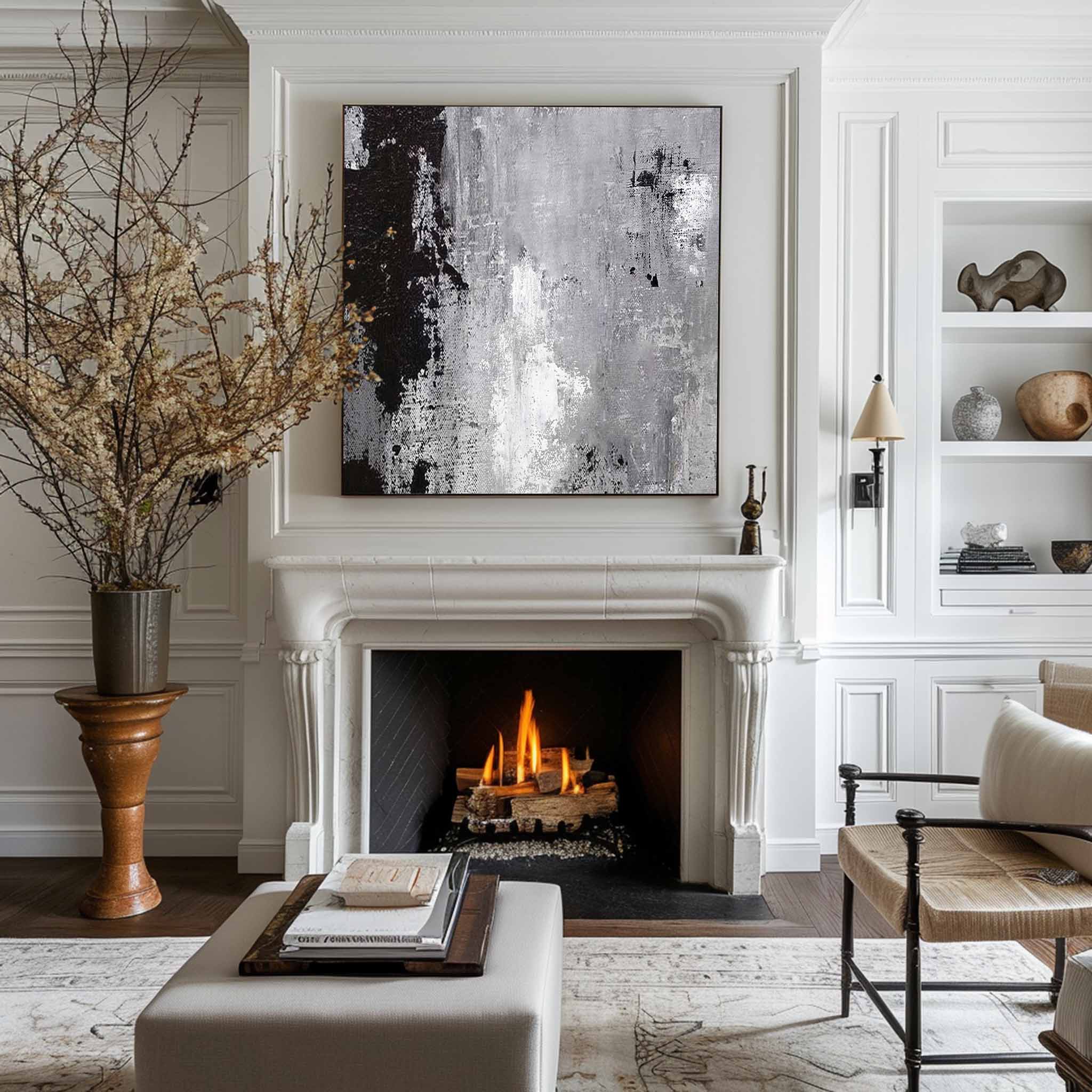 Grey White Black Abstract Art #ABAS10