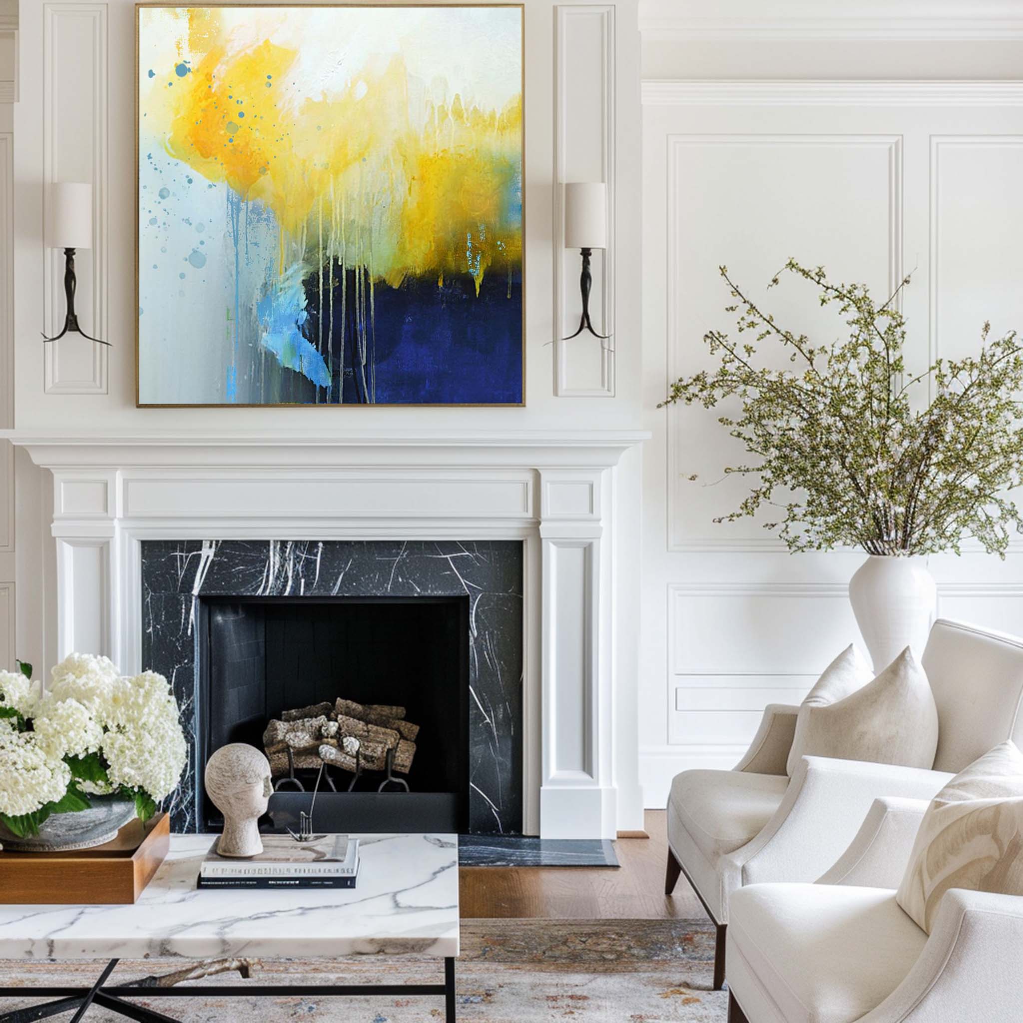 Large Yellow Abstract Painting #ABAS11