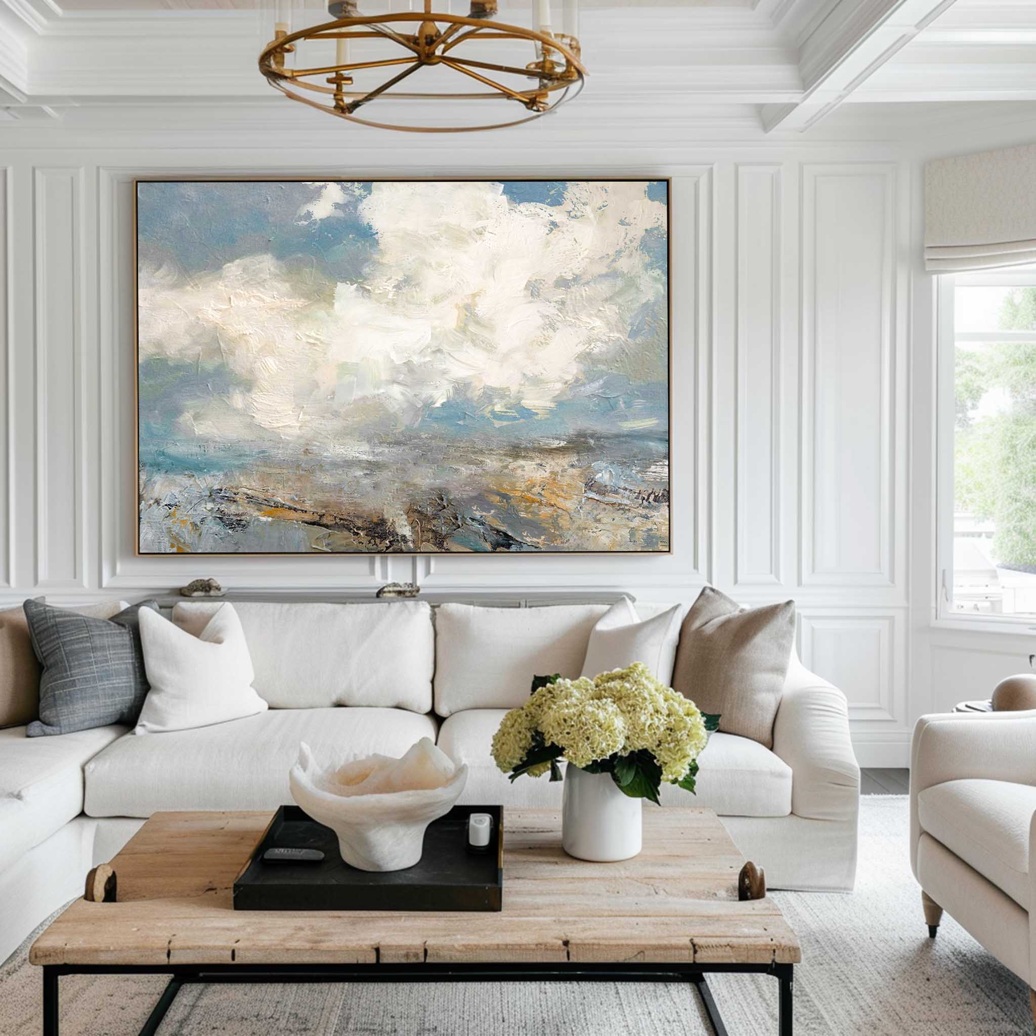 Extra Large Abstract White Cloud Painting #ABSH07
