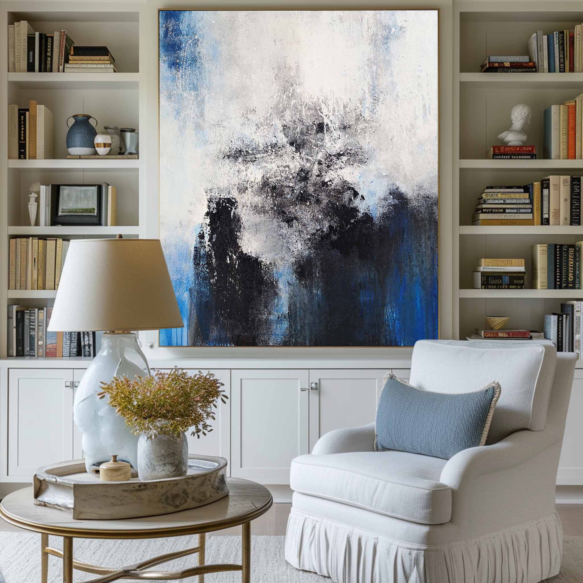 Blue And Black Abstract Painting #ABAV96