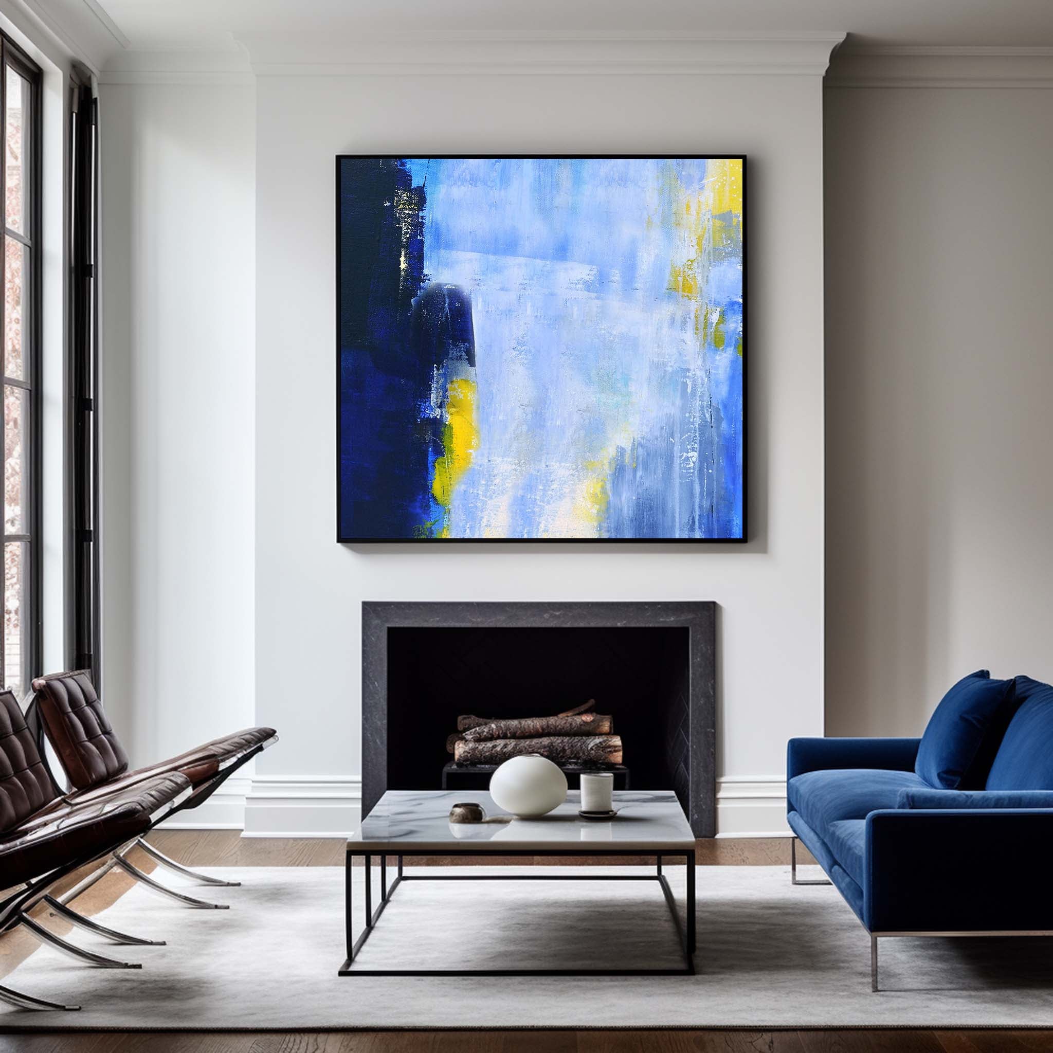 Dake Blue Abstract Art #ABAS01