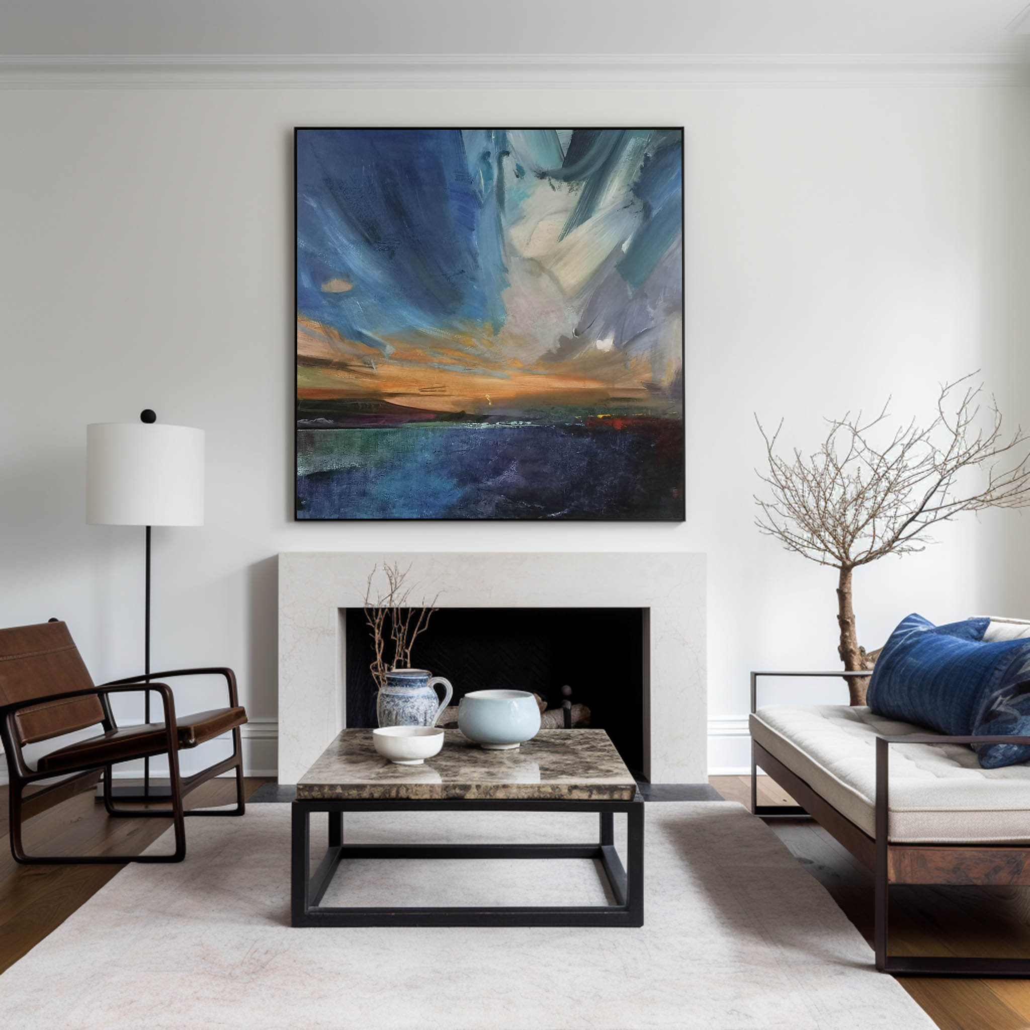 Blue Coastal Oil Painting #ABSS11