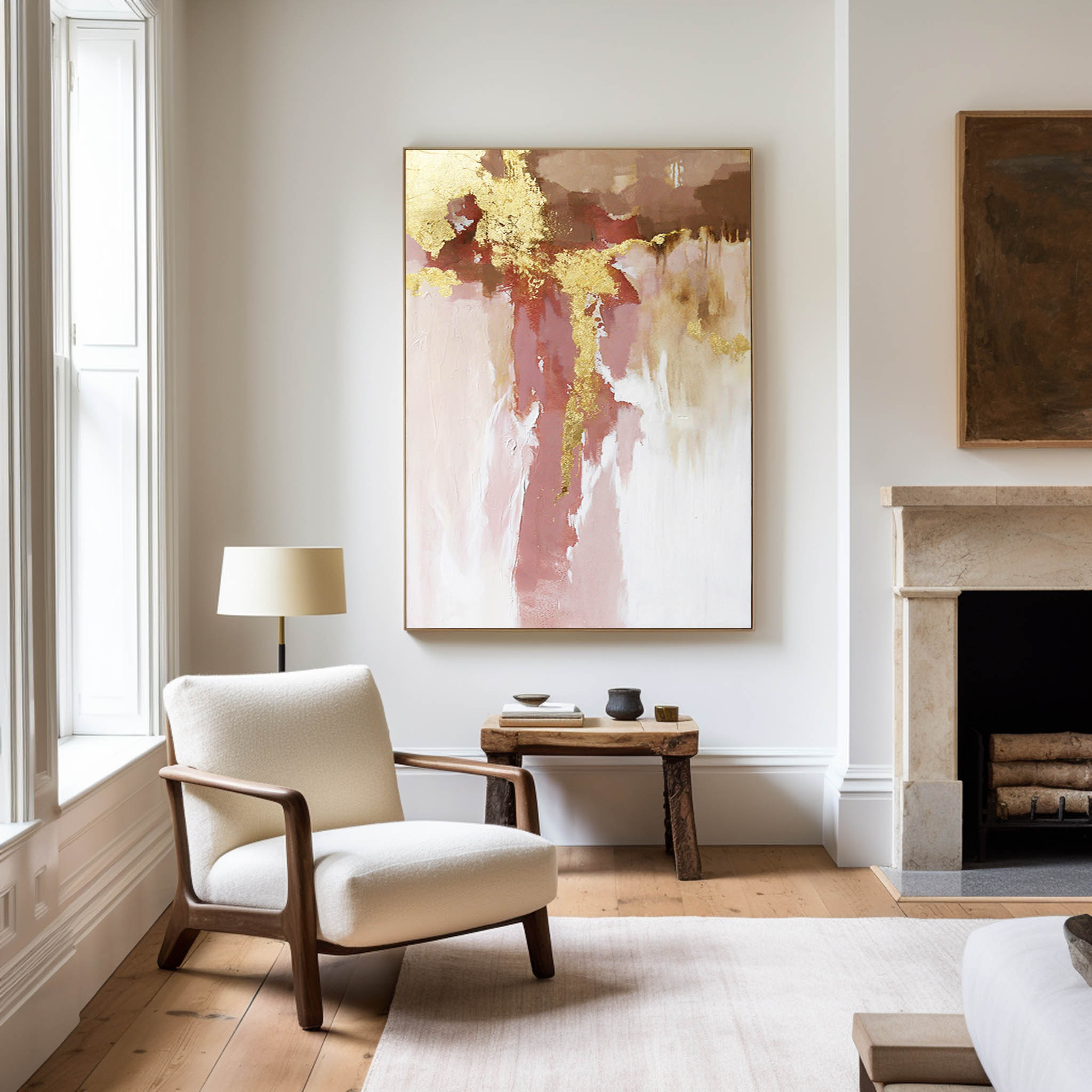 Gold Pink Abstract Painting #ABAV19