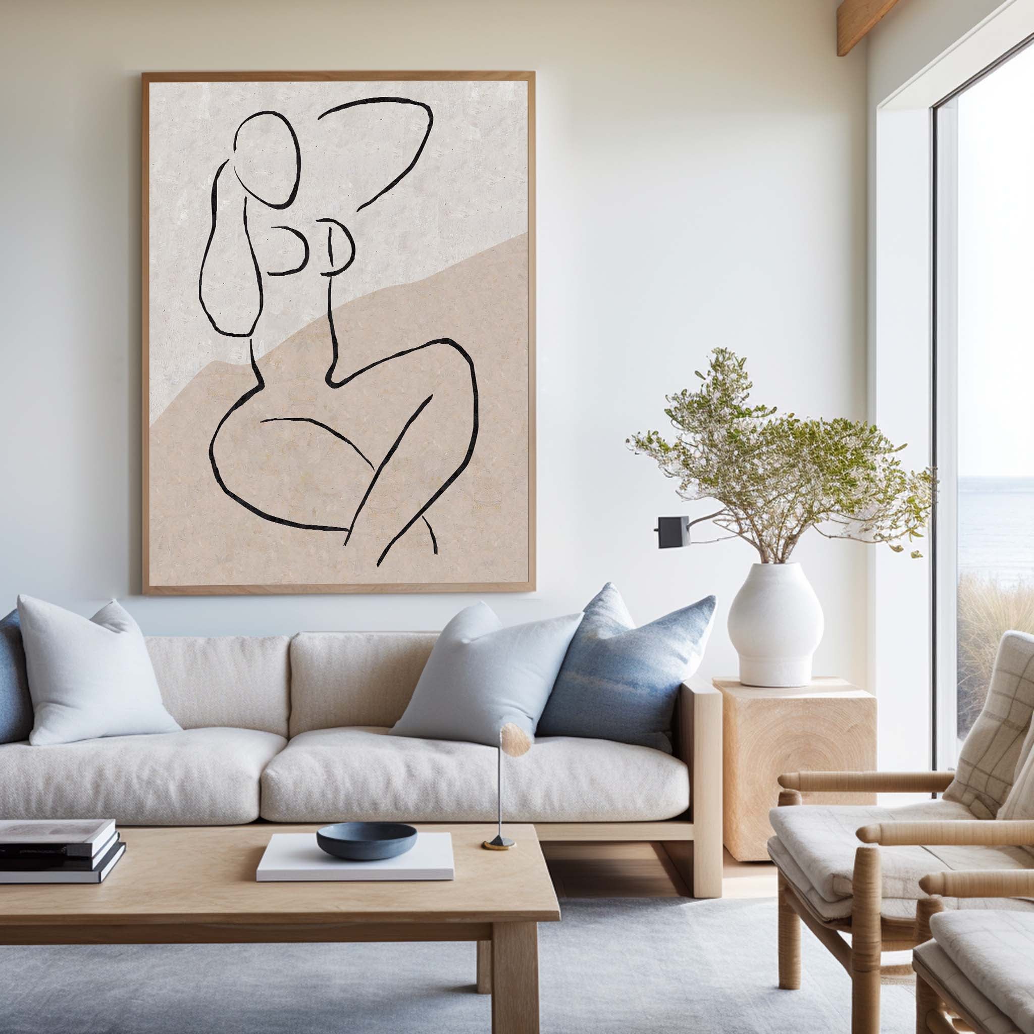 Beige Minimalist Abstract Painting #ABAV203