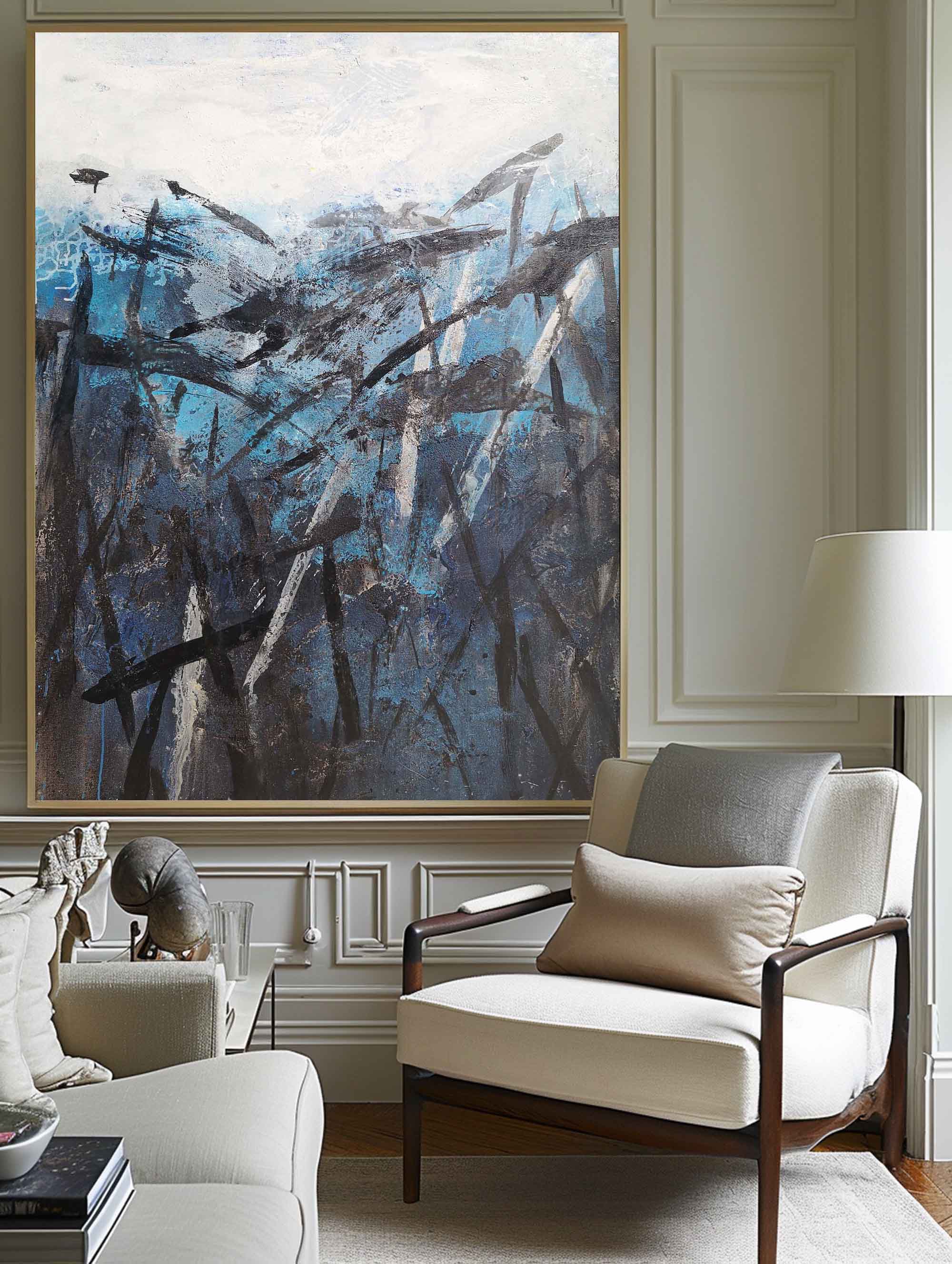 Dark And BLue Abstract Painting #ABAV93