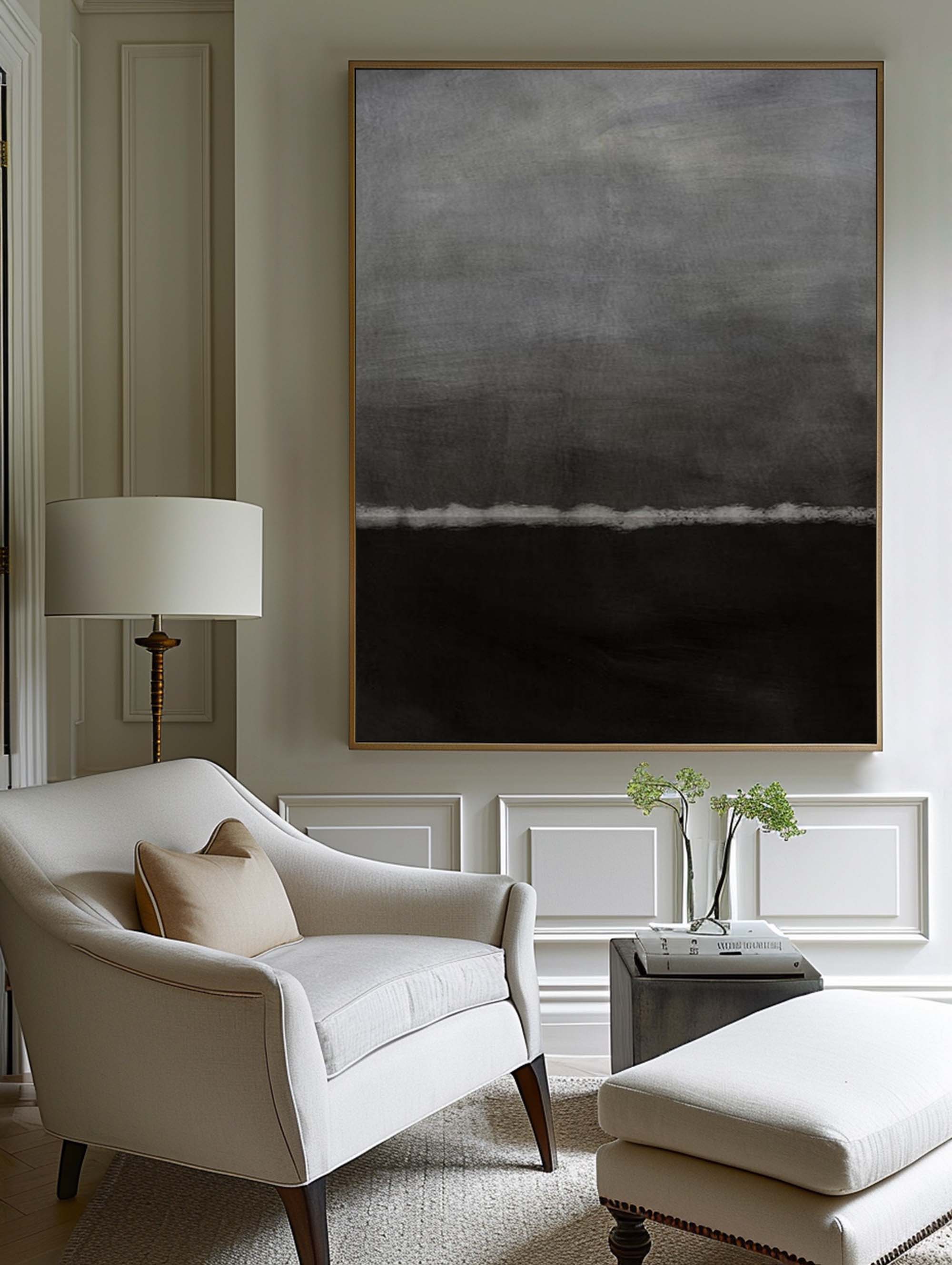 Abstract Dark Grey Painting #ABAV154