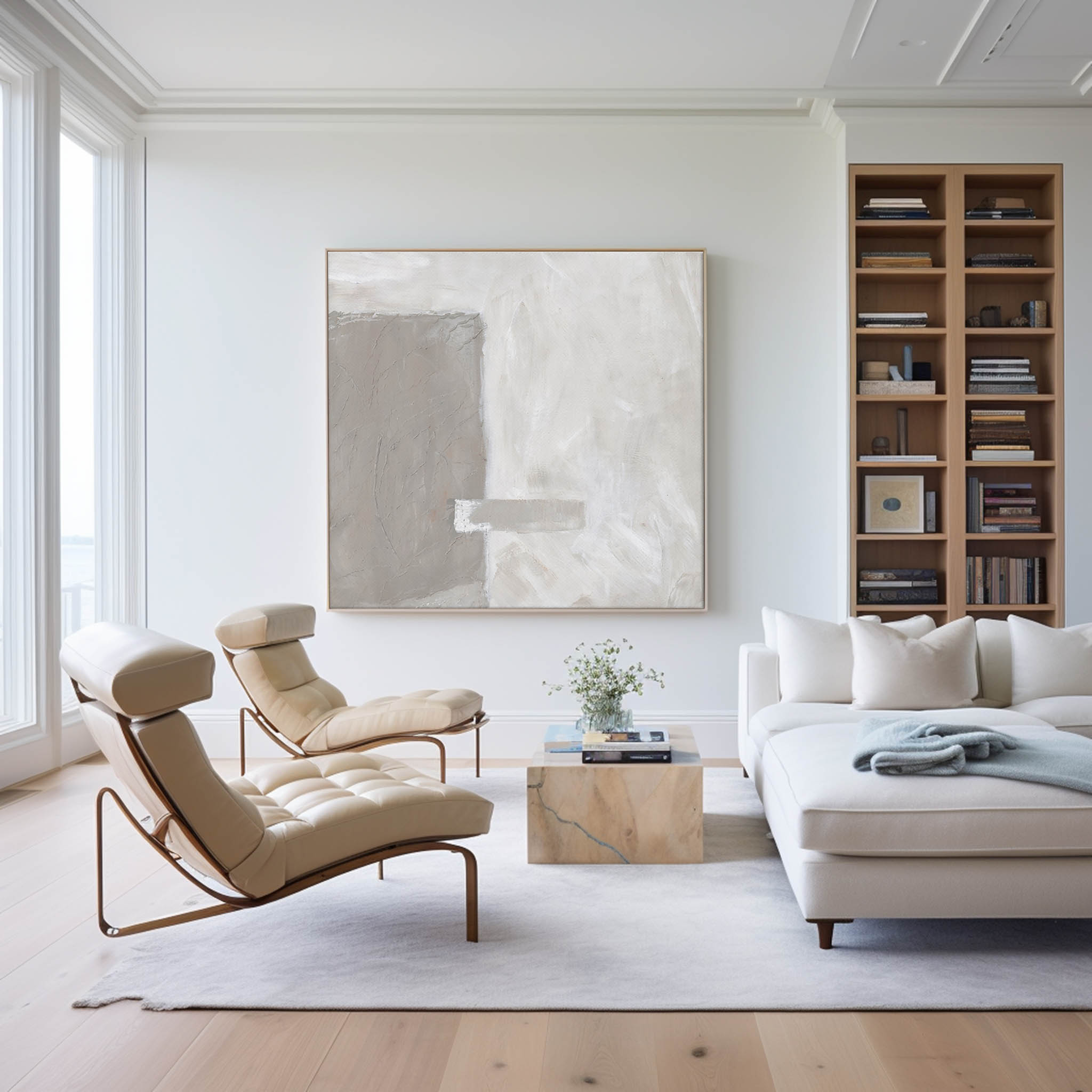 Brown White Minimalist Abstract Art #ABAS05