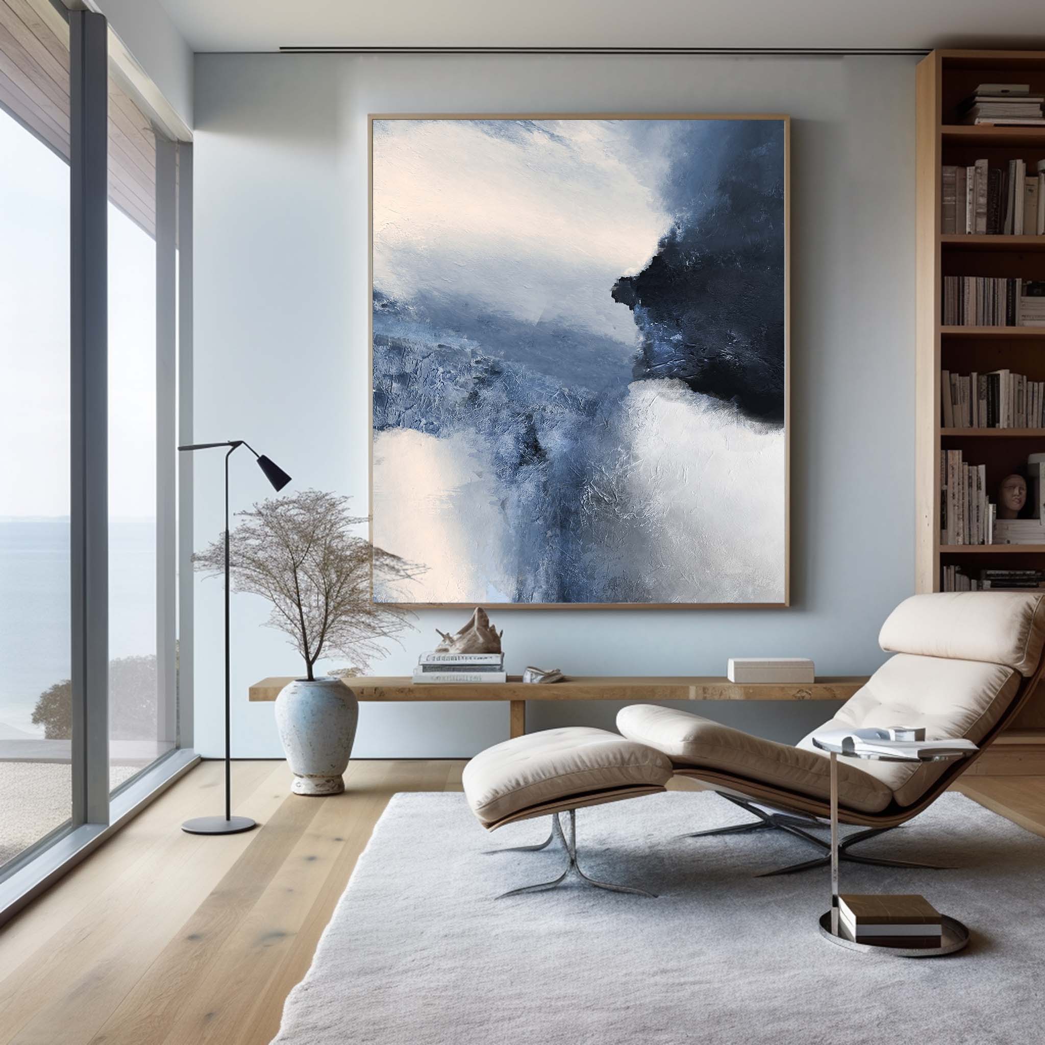 Blue White Abstract Painting #ABAV22