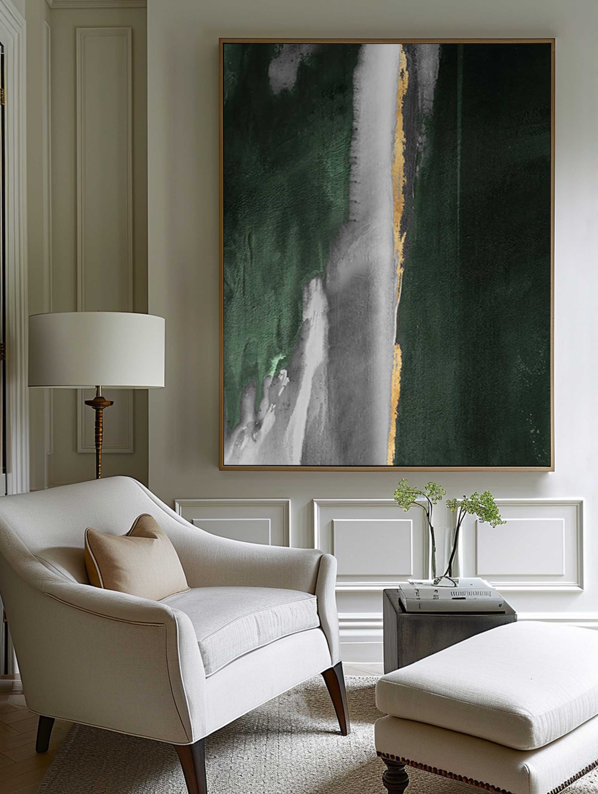 Green And Gold Abstract Painting #ABAV130