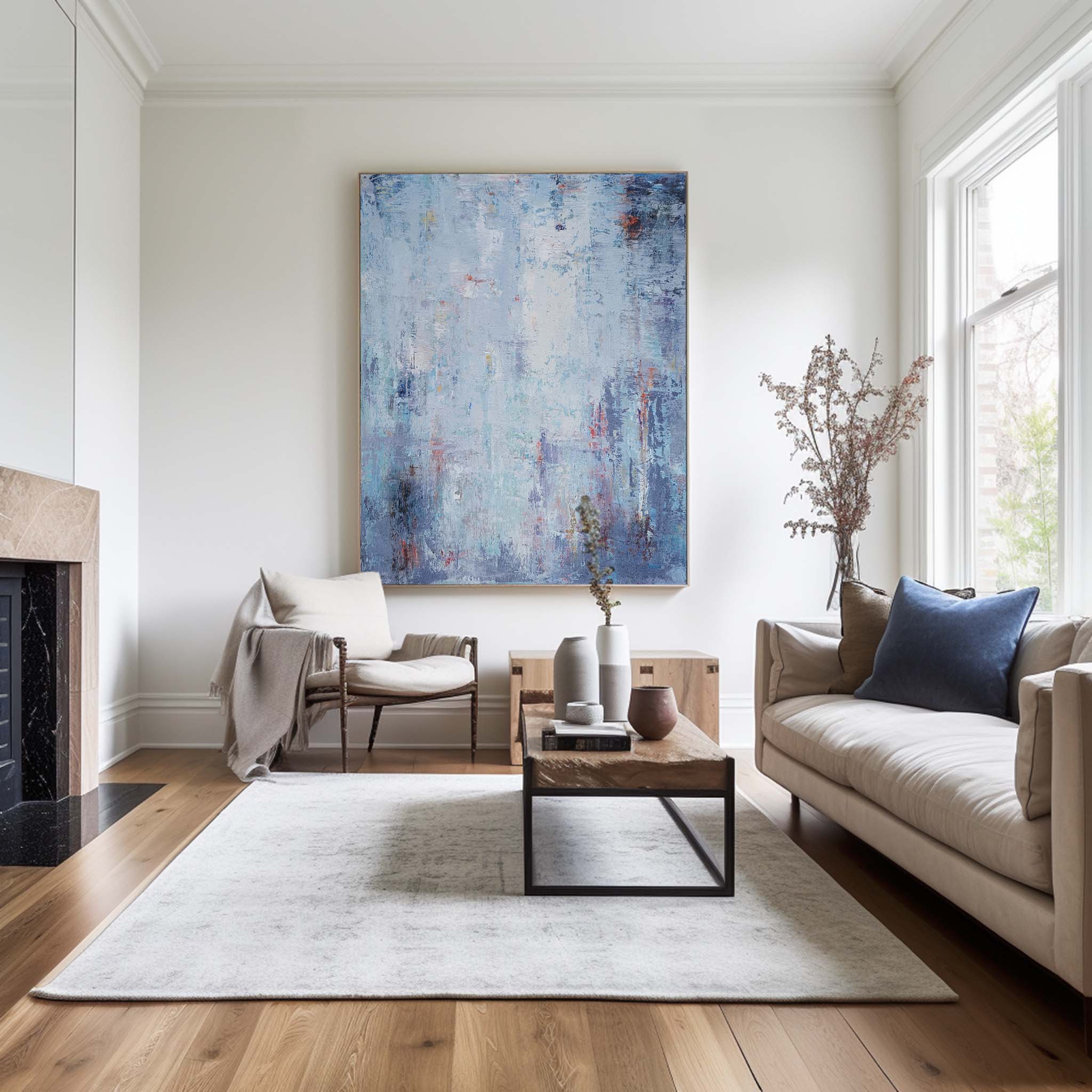 BLue And White Abstract Painting #ABAV84
