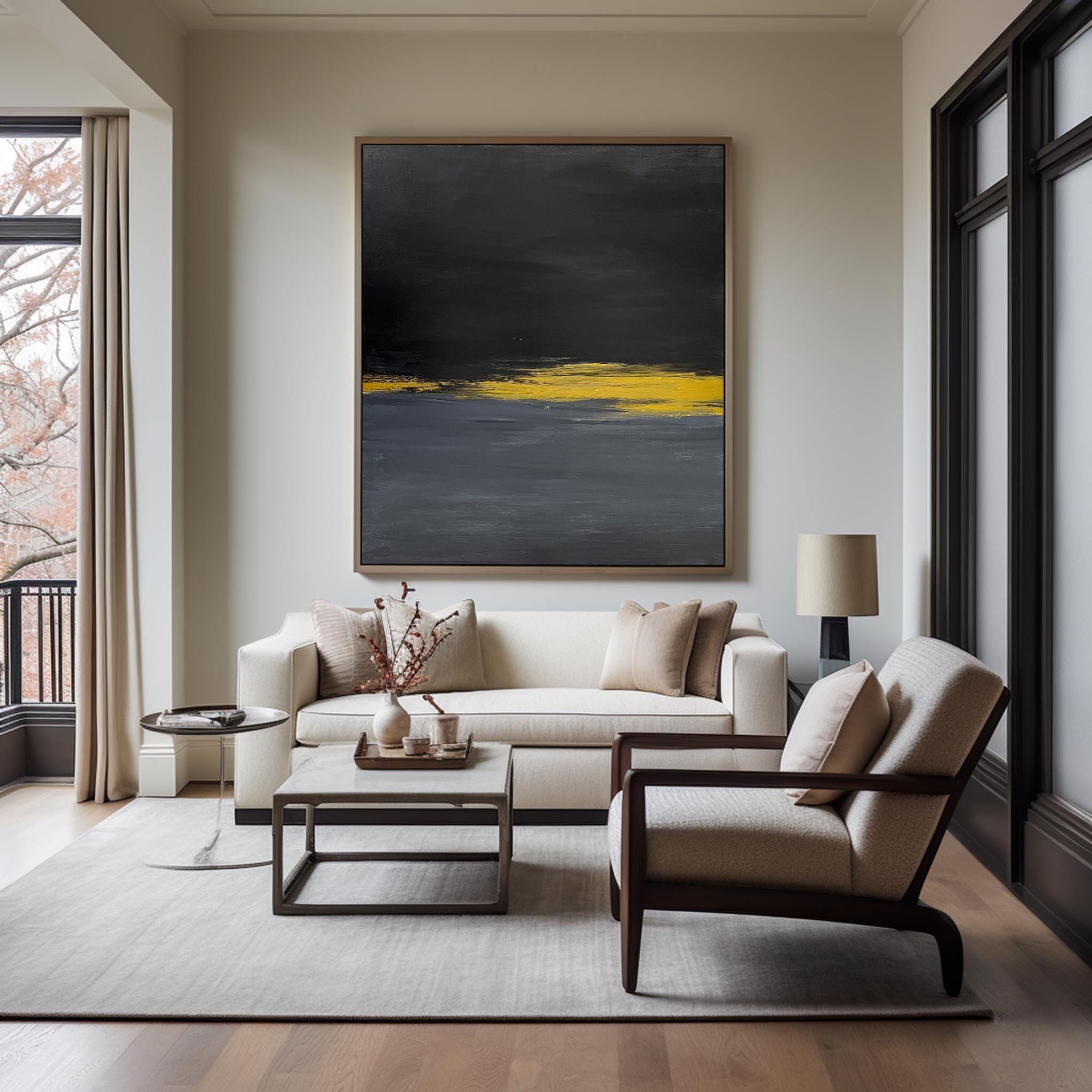 Modern Black Abstract Painting #ABAV240