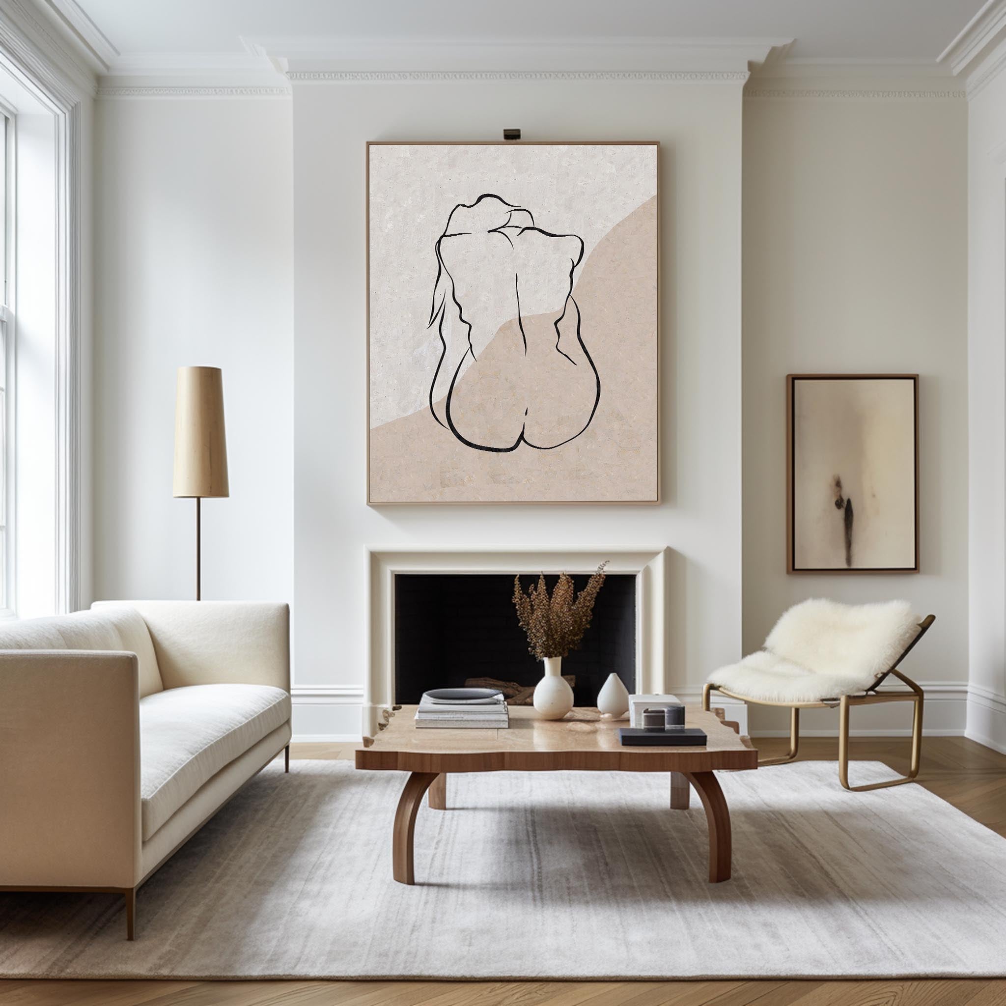 Peinture abstraite minimaliste beige #ABAV202