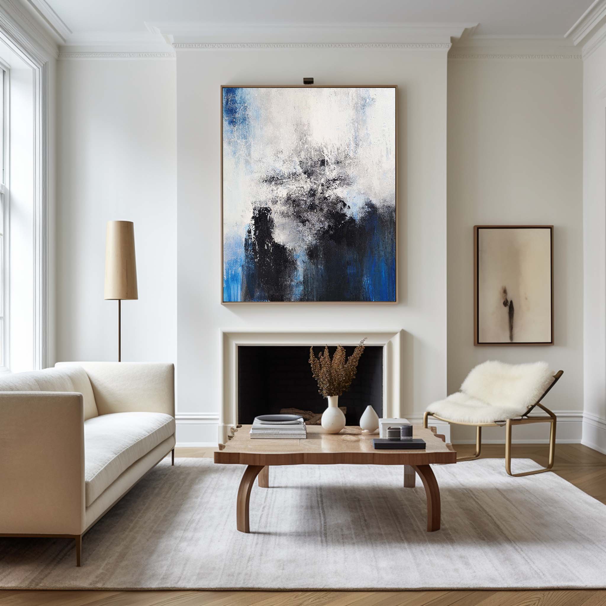 Blue And Black Abstract Painting #ABAV96