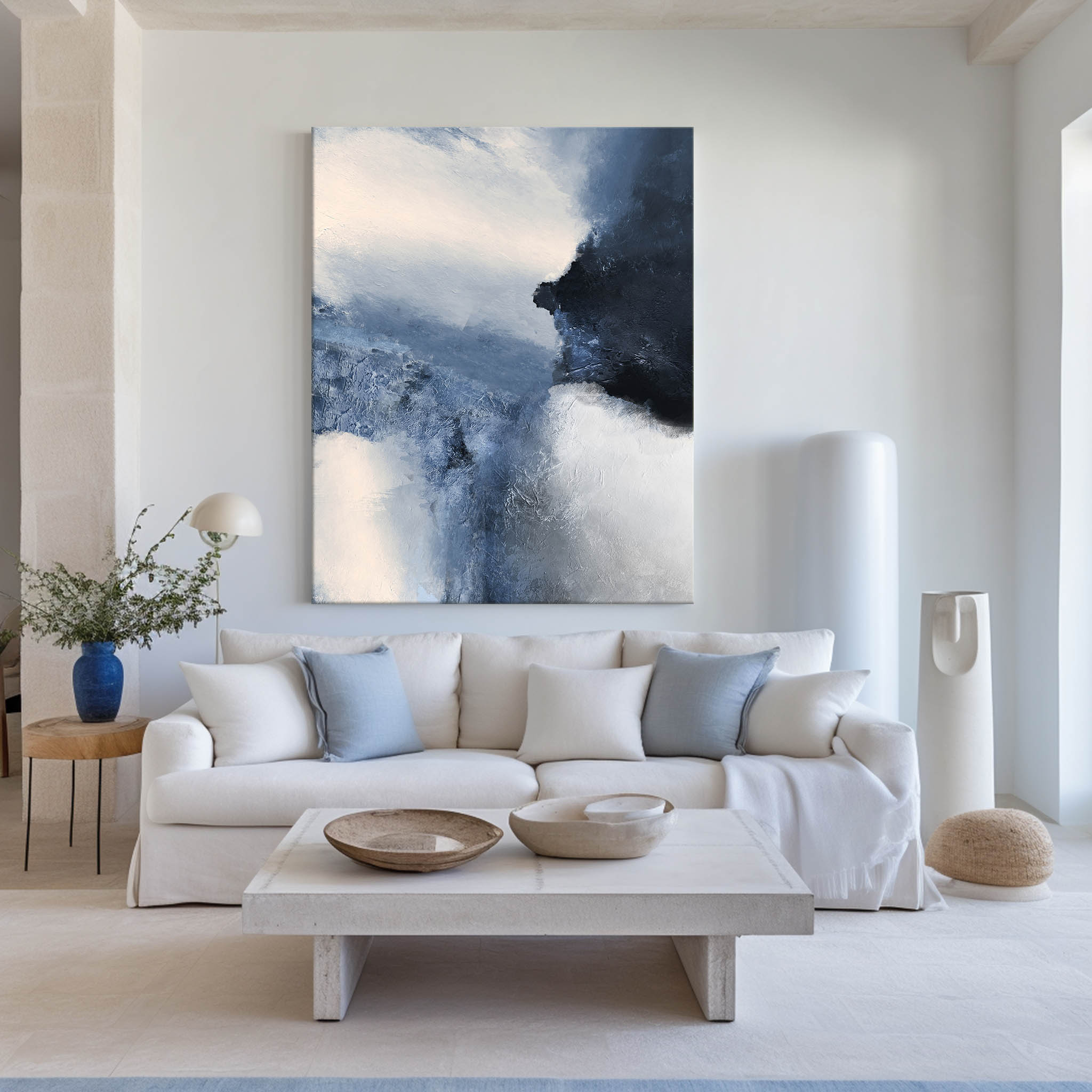 Blue White Abstract Painting #ABAV22