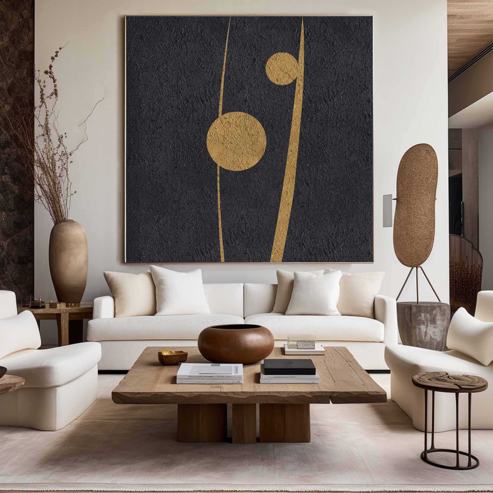 Black Gold Abstract Minimalist Painting #ABAS37