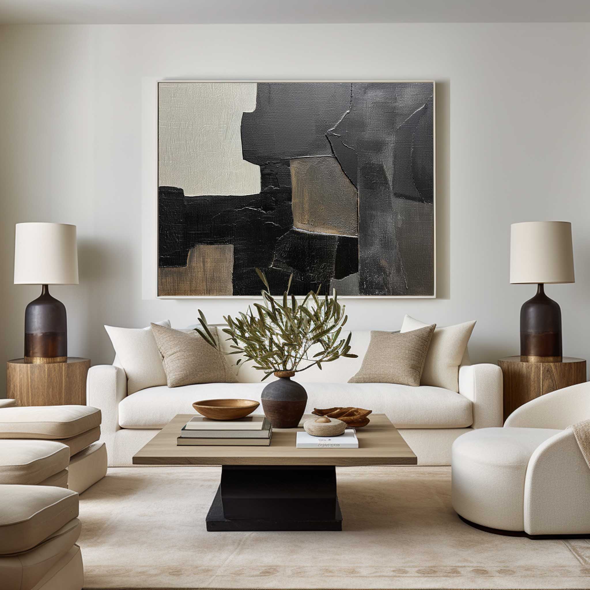Black And Grey Abstract Painting #ABAH151