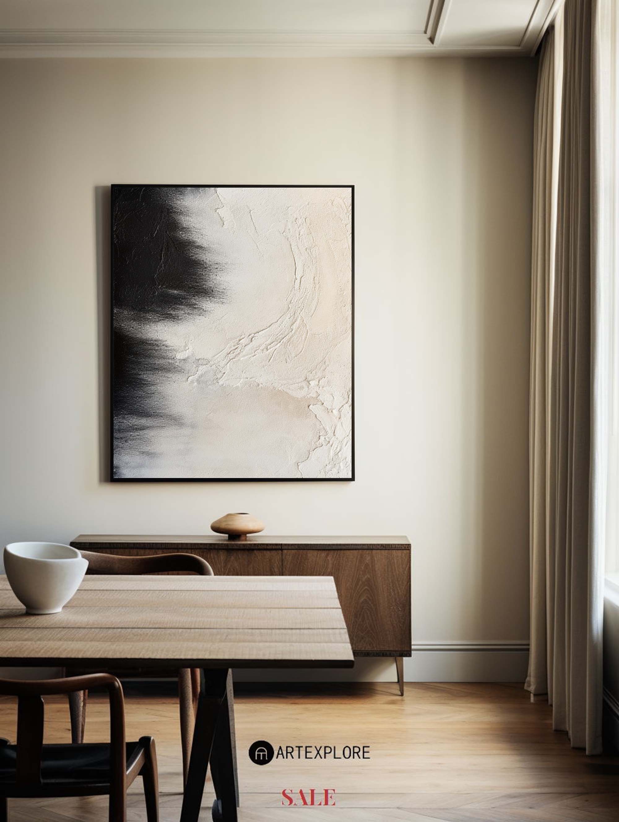 Black And Beige Seascape Painting #ABSV33