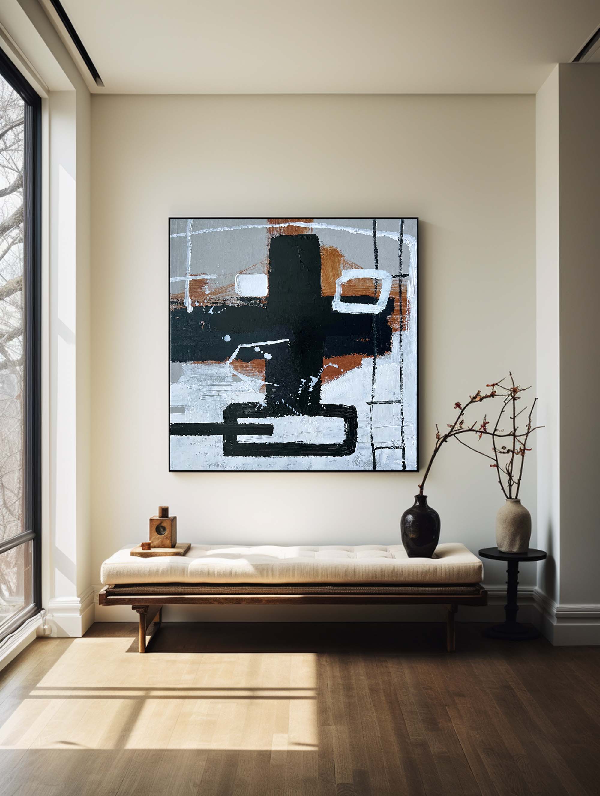 Black And Brown Abstract Painting #ABAS77