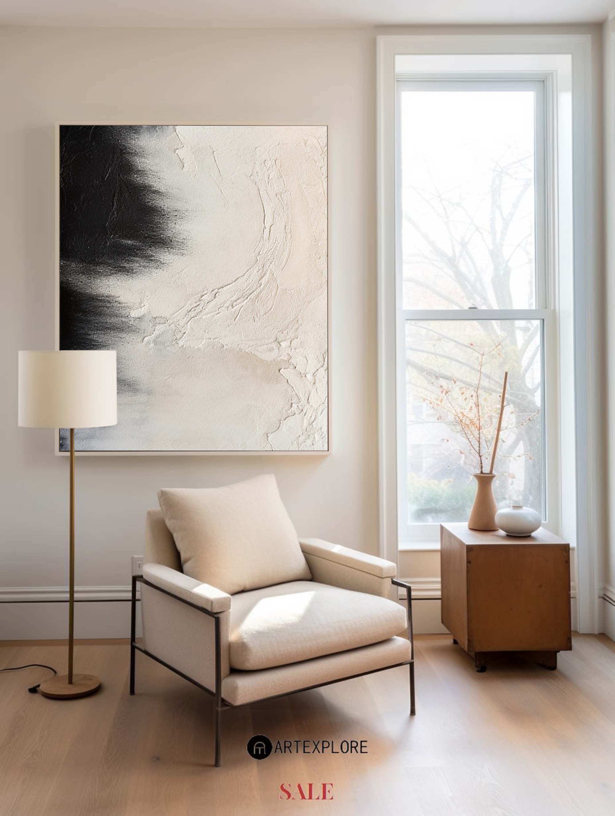 Black And Beige Seascape Painting #ABSV33
