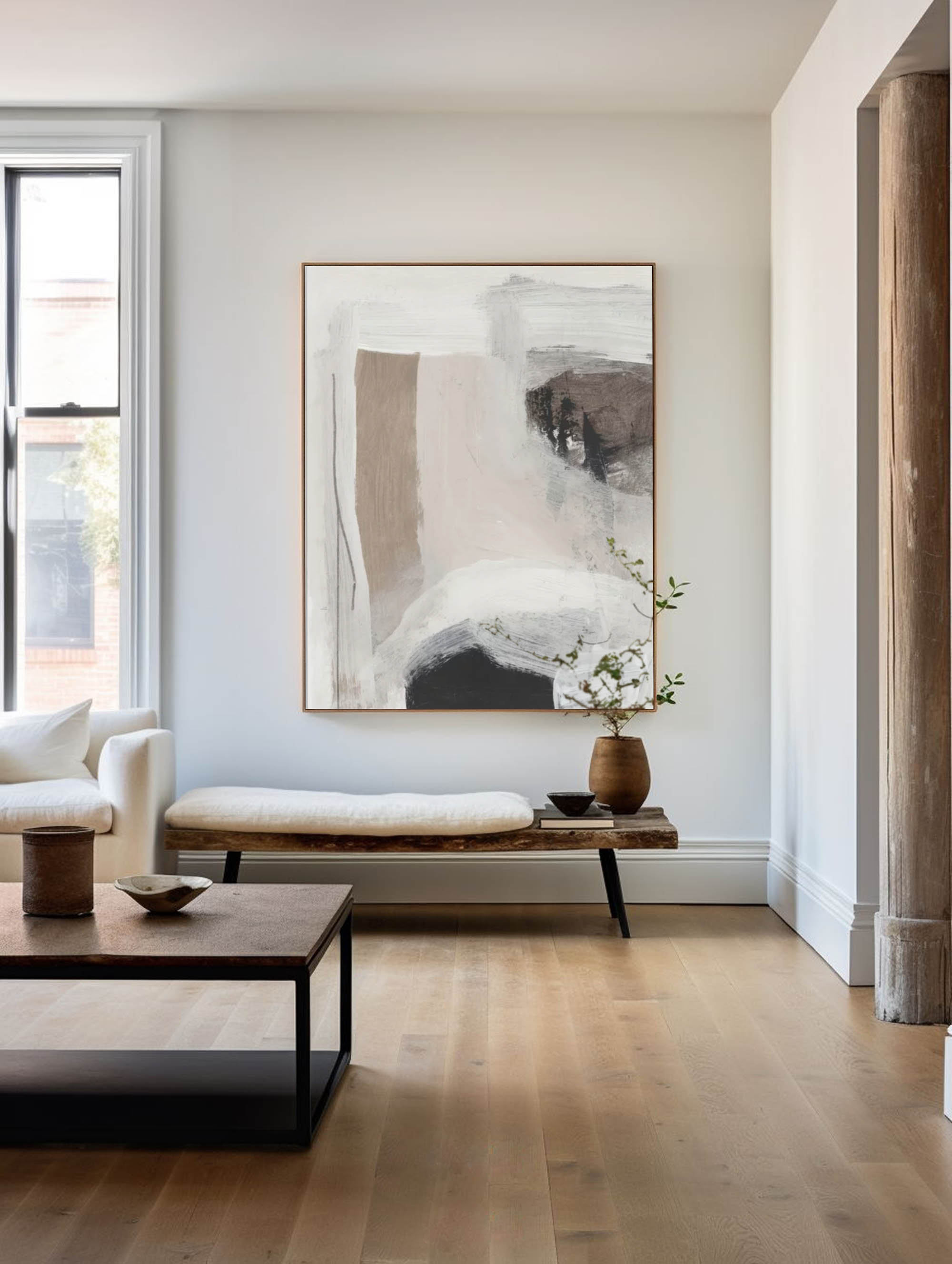 Beige Abstract Painting #ABAV298