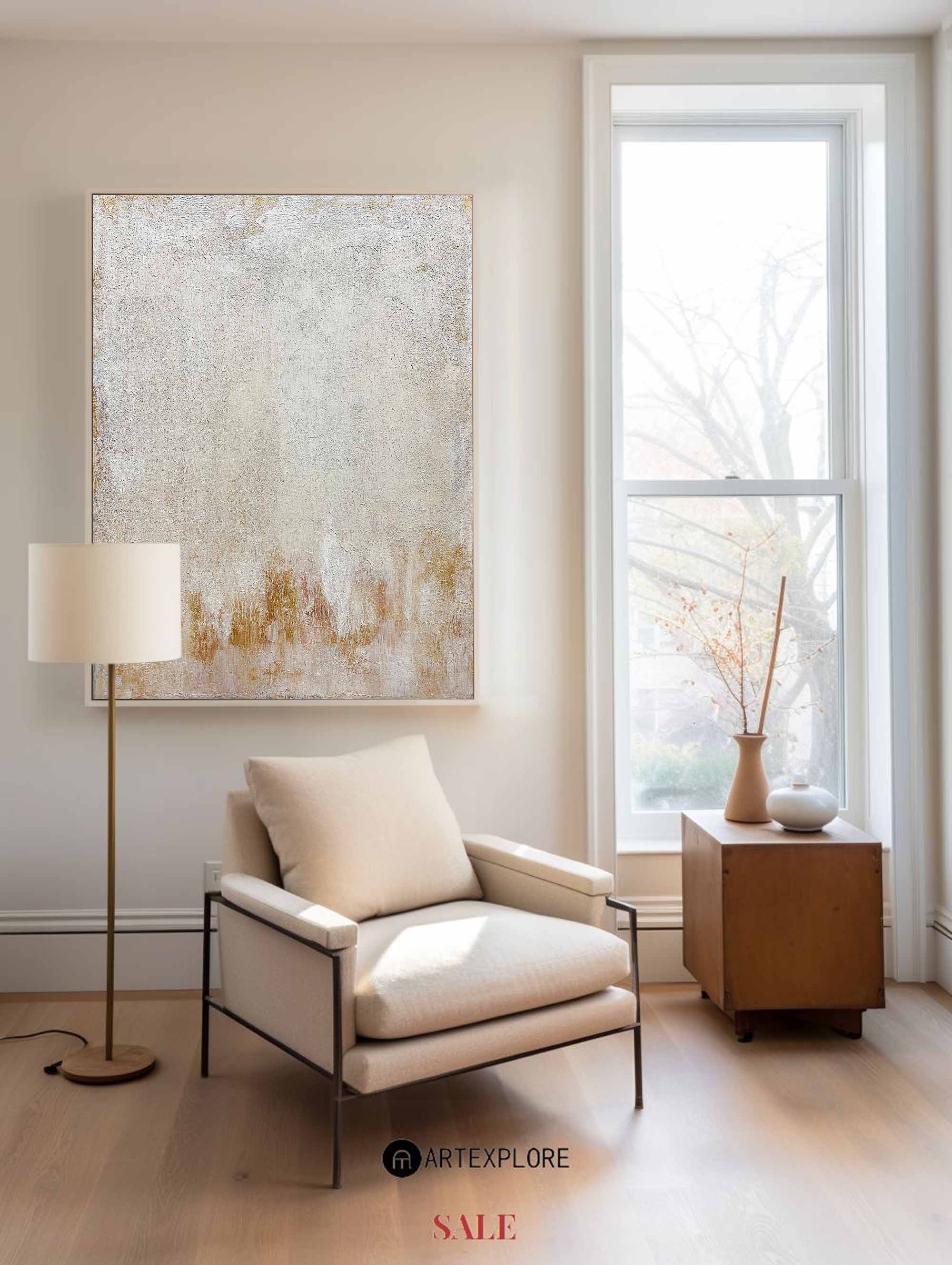 Peinture minimaliste beige #ABAV121