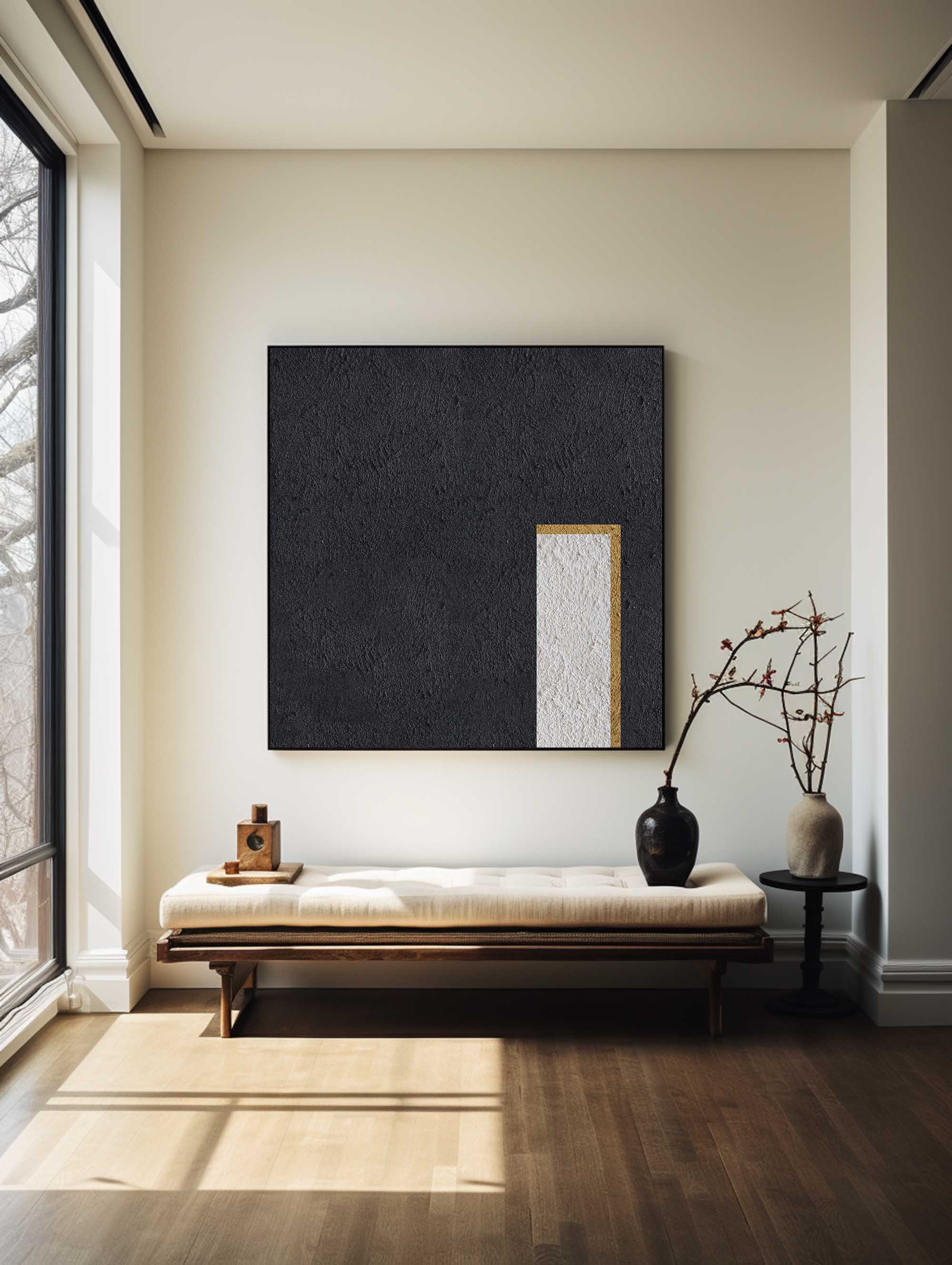 Black White Gold Minimalist Painting #ABAS35
