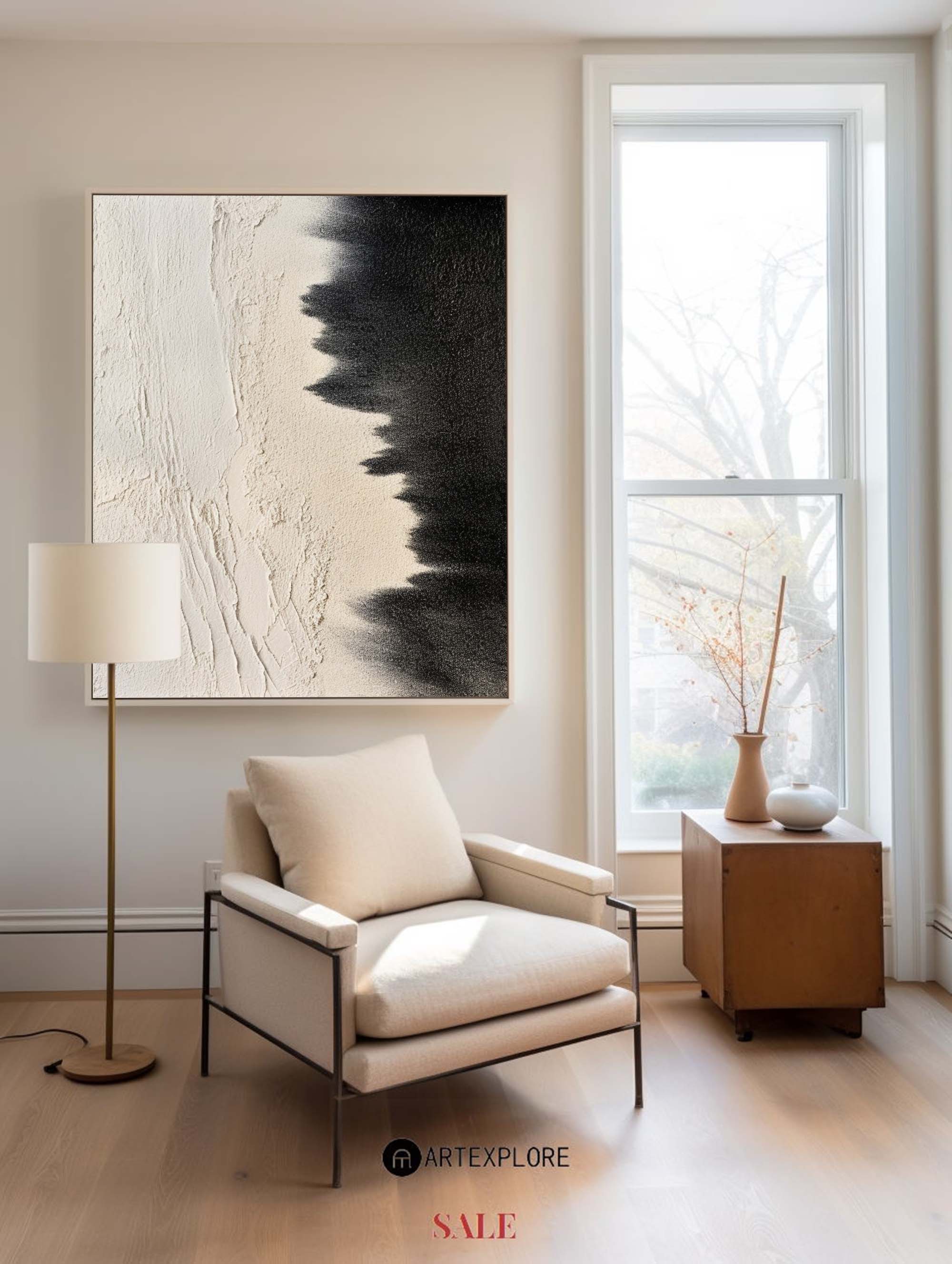 Black And Beige Seascape Painting #ABSV30