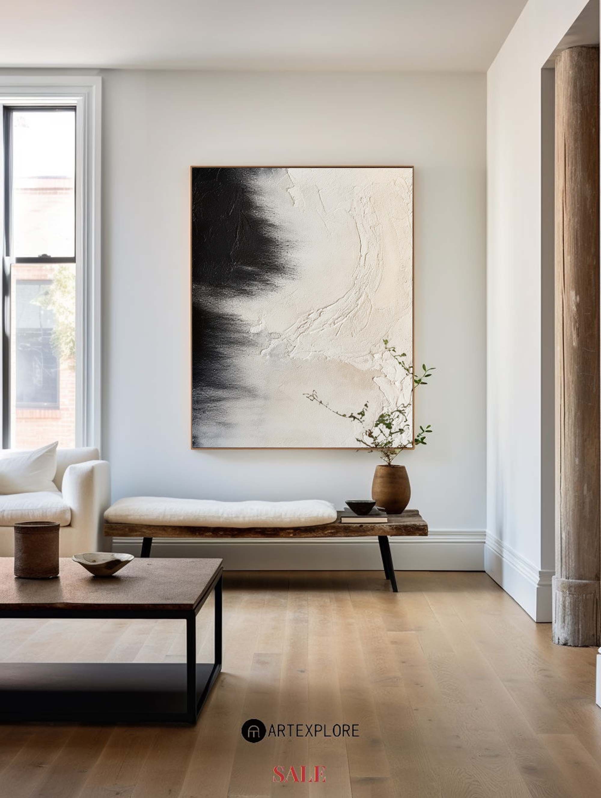 Black And Beige Seascape Painting #ABSV33