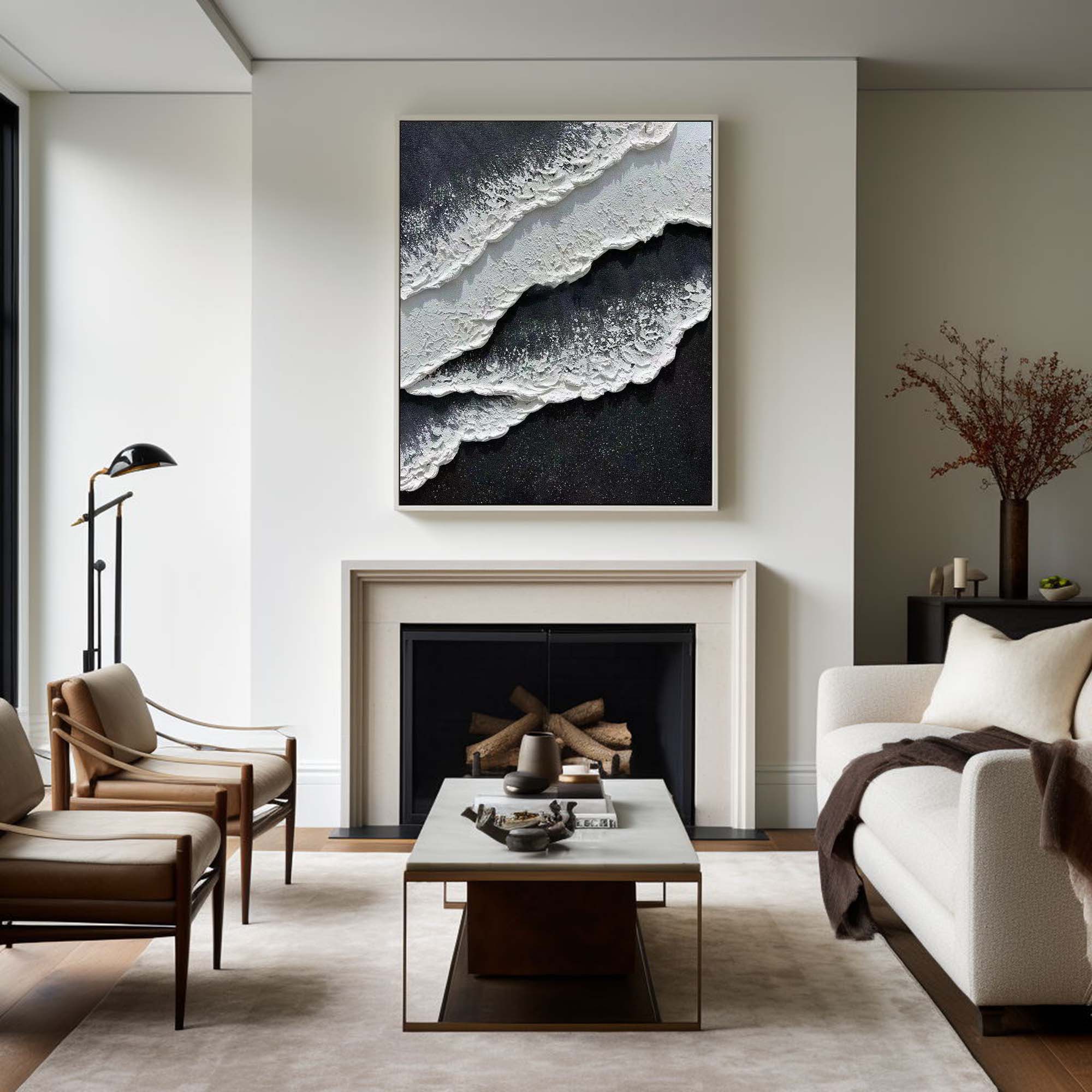 Black And White Seascape Painting #ABSV27