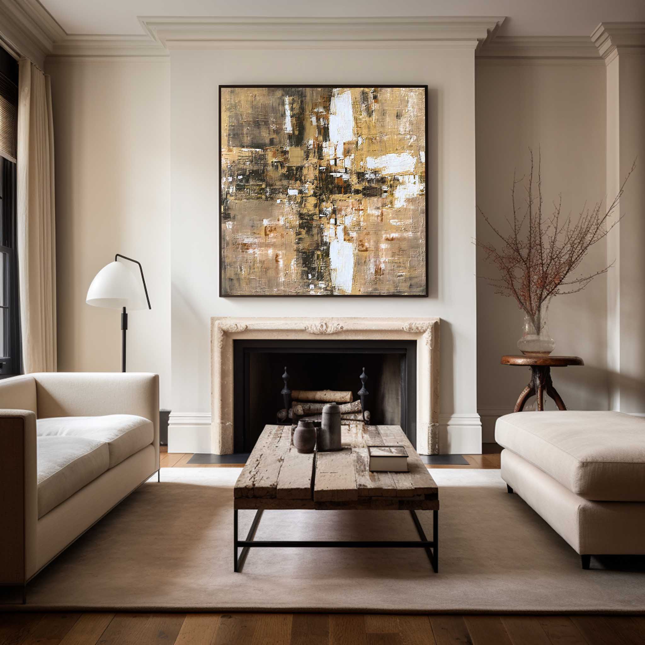 Large Gold Abstract Painting #ABAS69