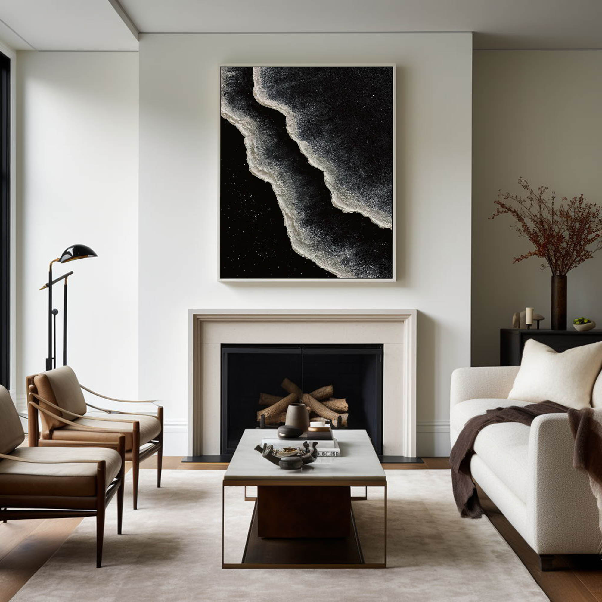 Black And White Seascape Painting #ABSV26