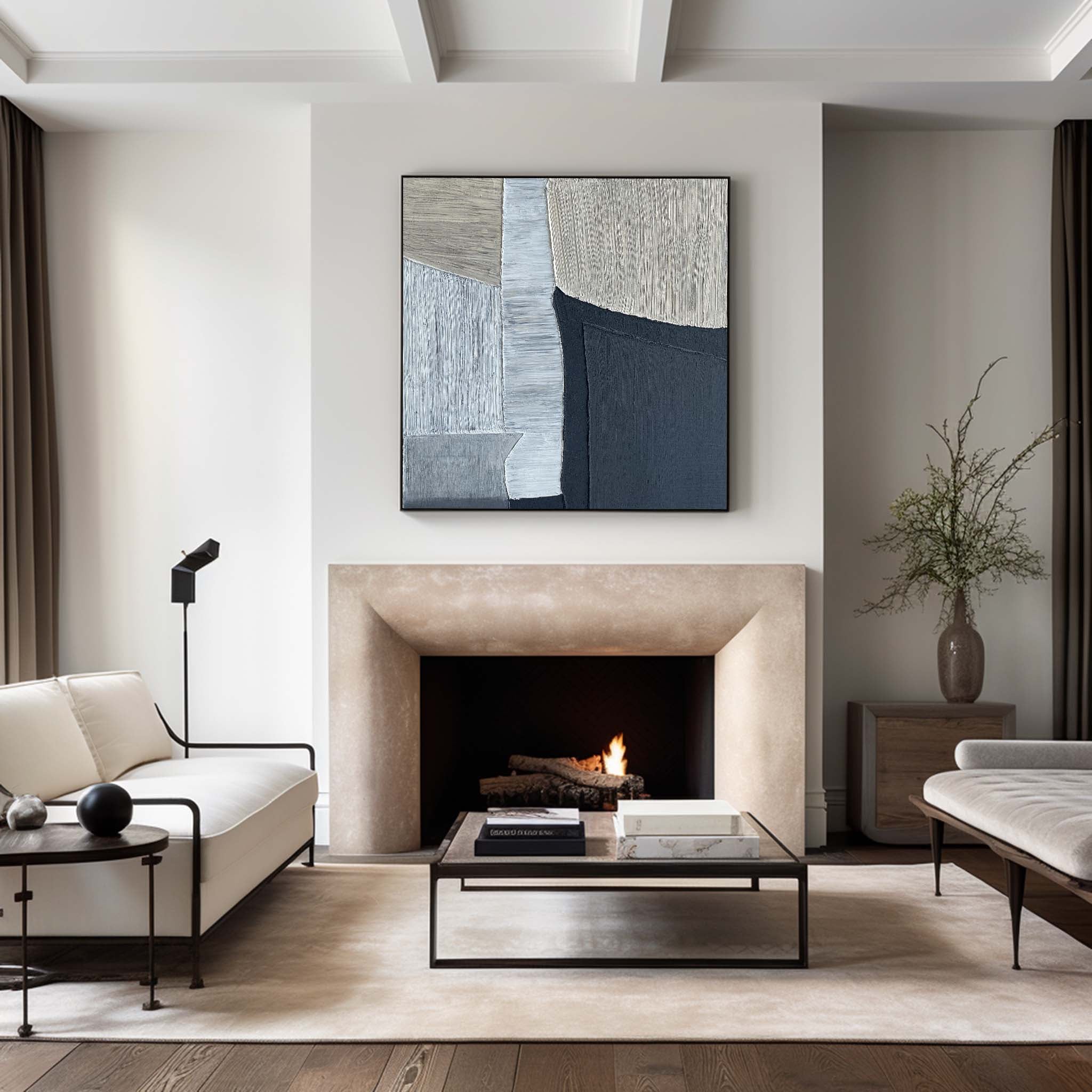 Black Grey Minimalist Painting #ABAS70