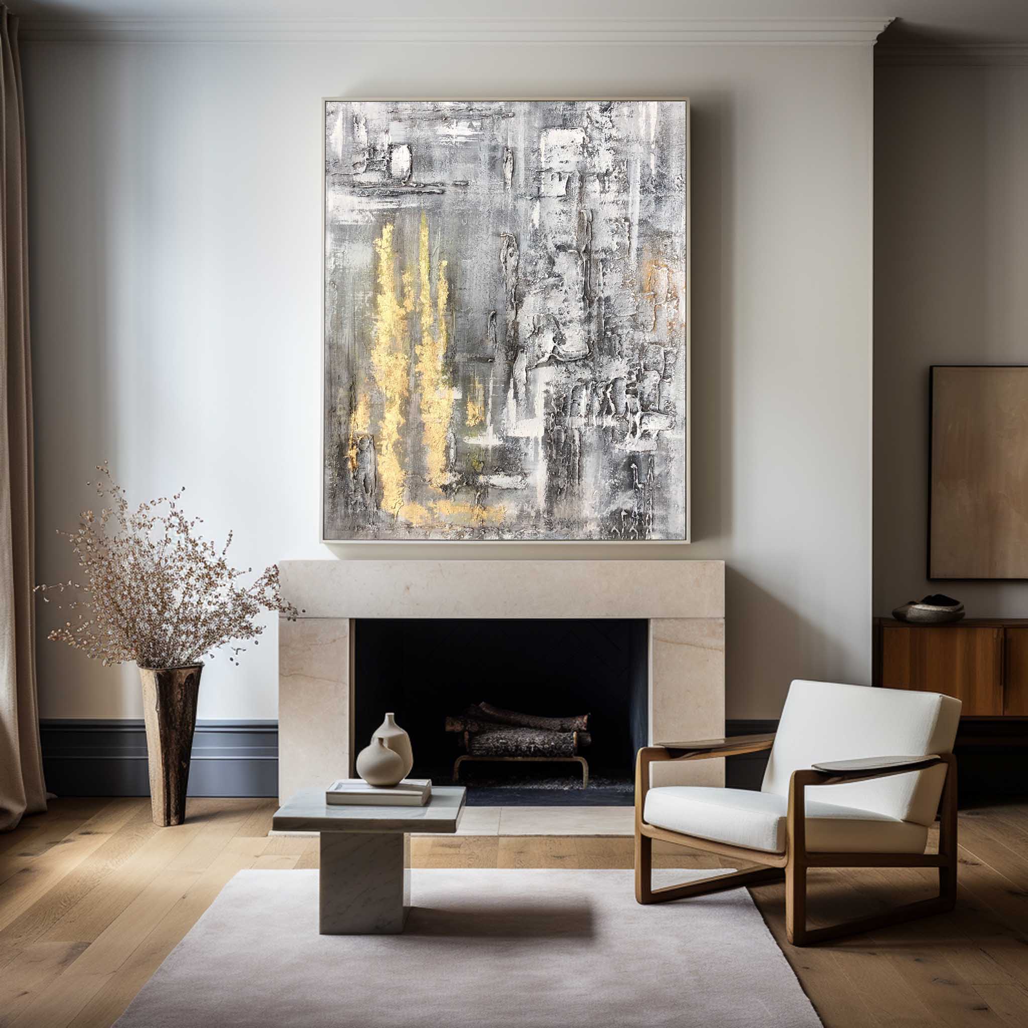 Grey And Gold Abstract Art #ABAV75
