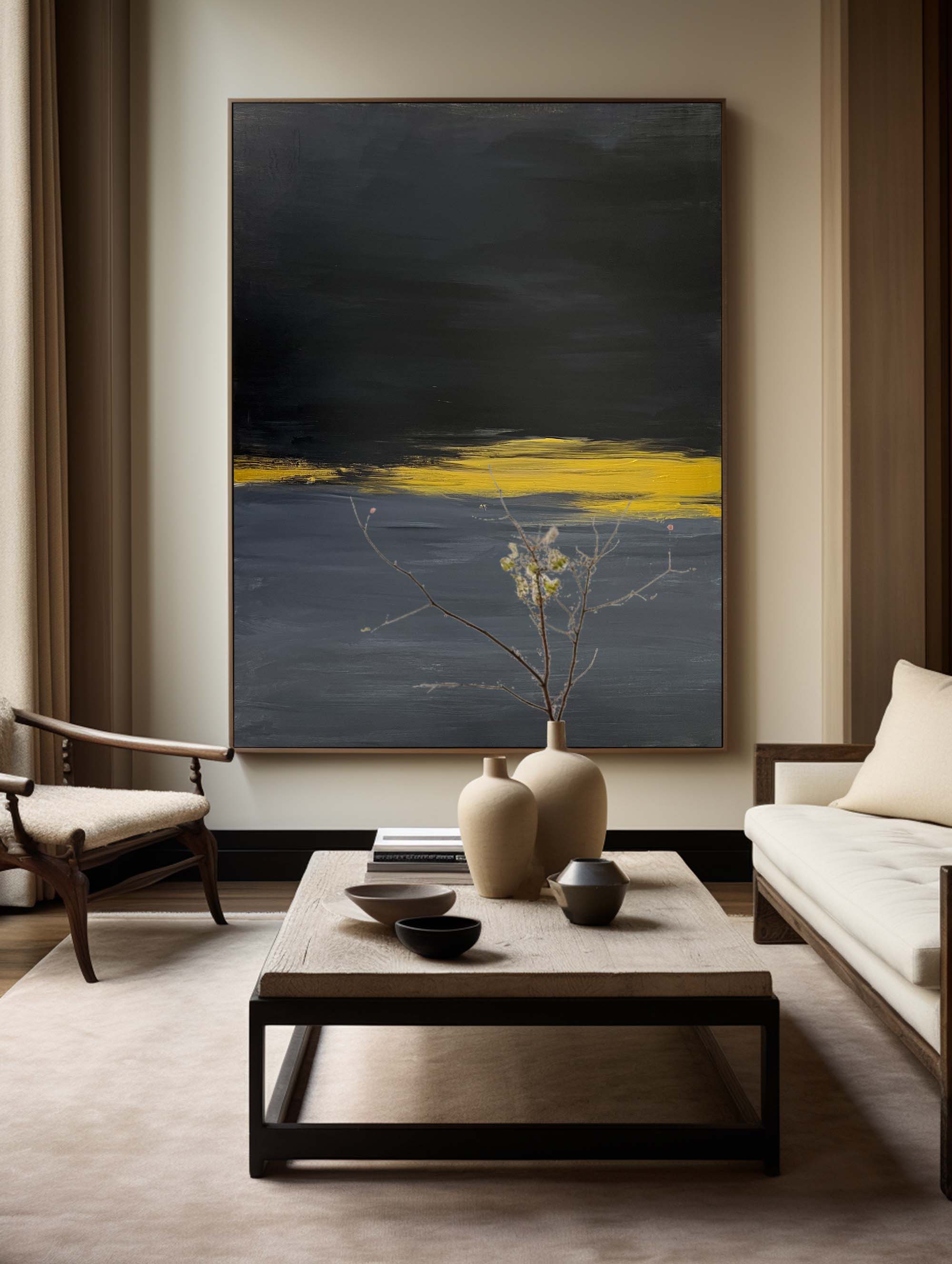 Modern Black Abstract Painting #ABAV240