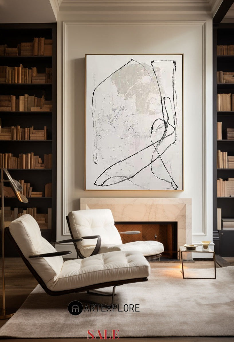 White Minimalist Painting #ABAV182