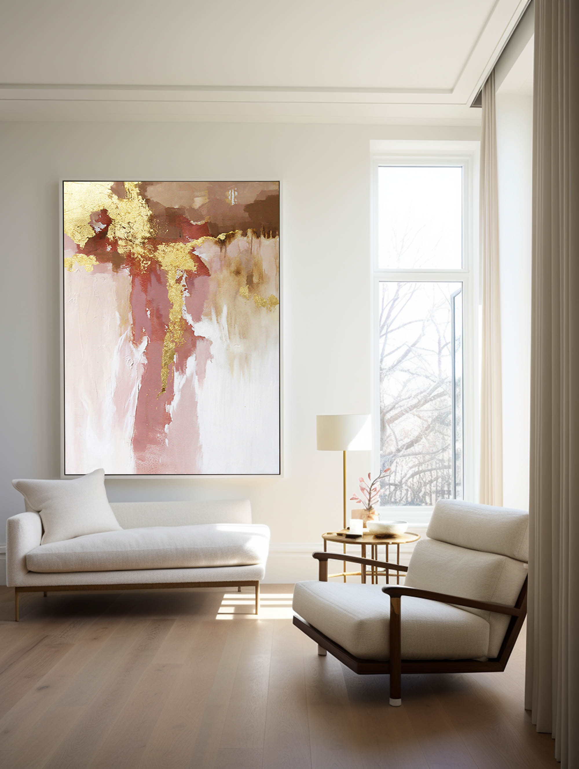 Gold Pink Abstract Painting #ABAV19