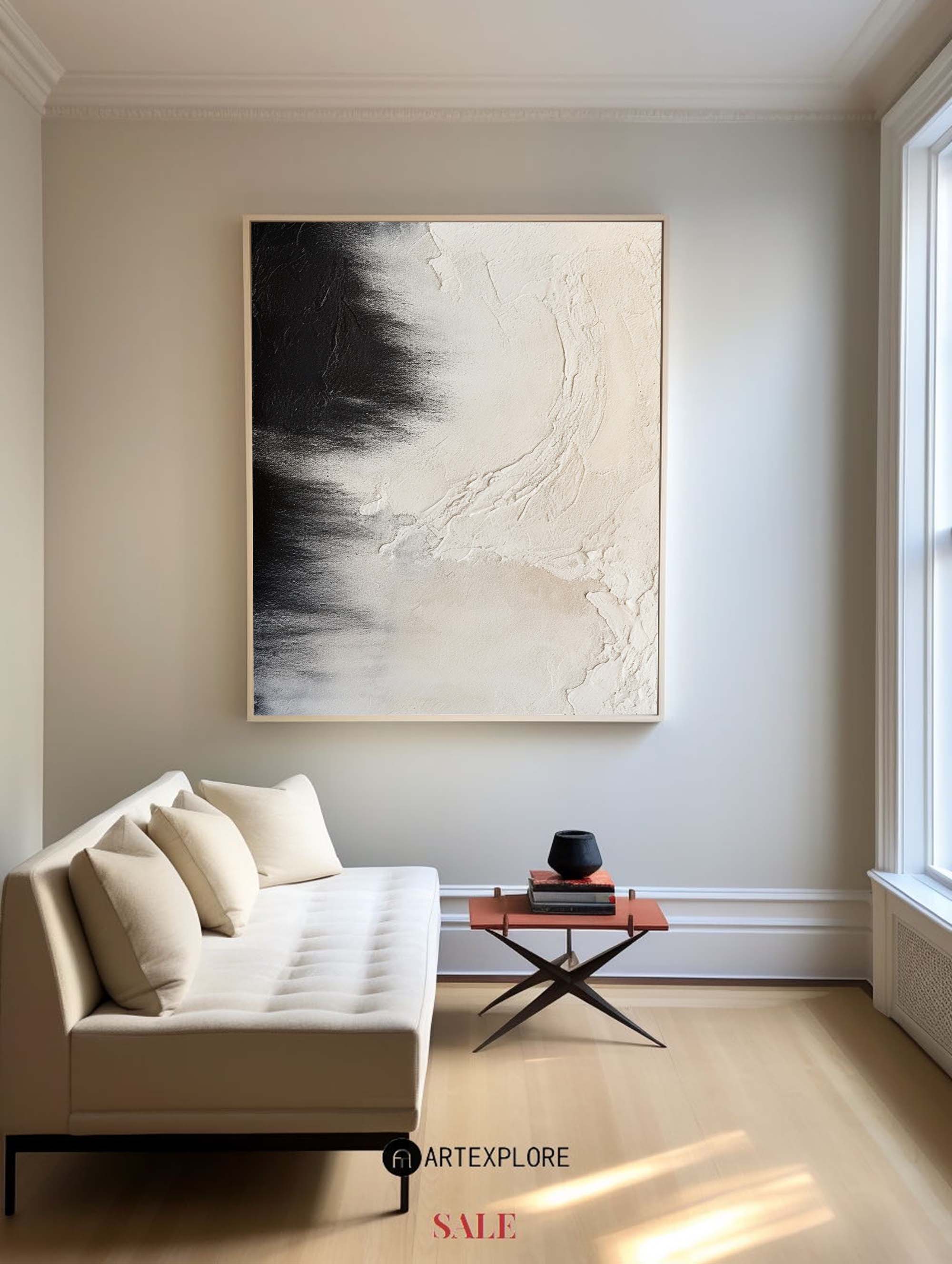 Black And Beige Seascape Painting #ABSV33