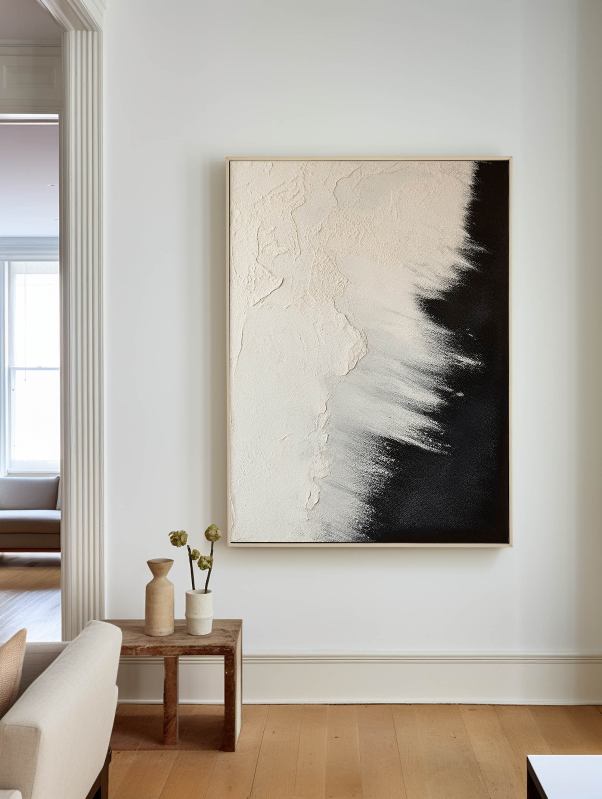 Black And Beige Seascape Painting #ABSV32